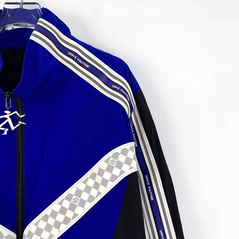Louis Vuitton Louis Vuitton 22 Blue Stripe Checkerboard Chain Jacket Size US XL / EU 56 / 4 - 3 Thumbnail