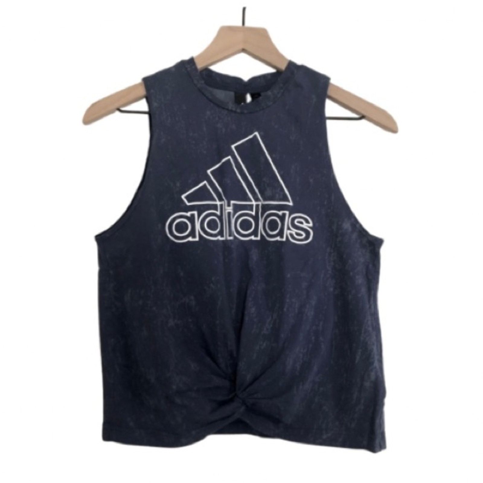 Adidas Adidas Navy Blue Cropped Drop Armhole Muscle Tank Top Size M / US 6-8 / IT 42-44 - 1 Thumbnail