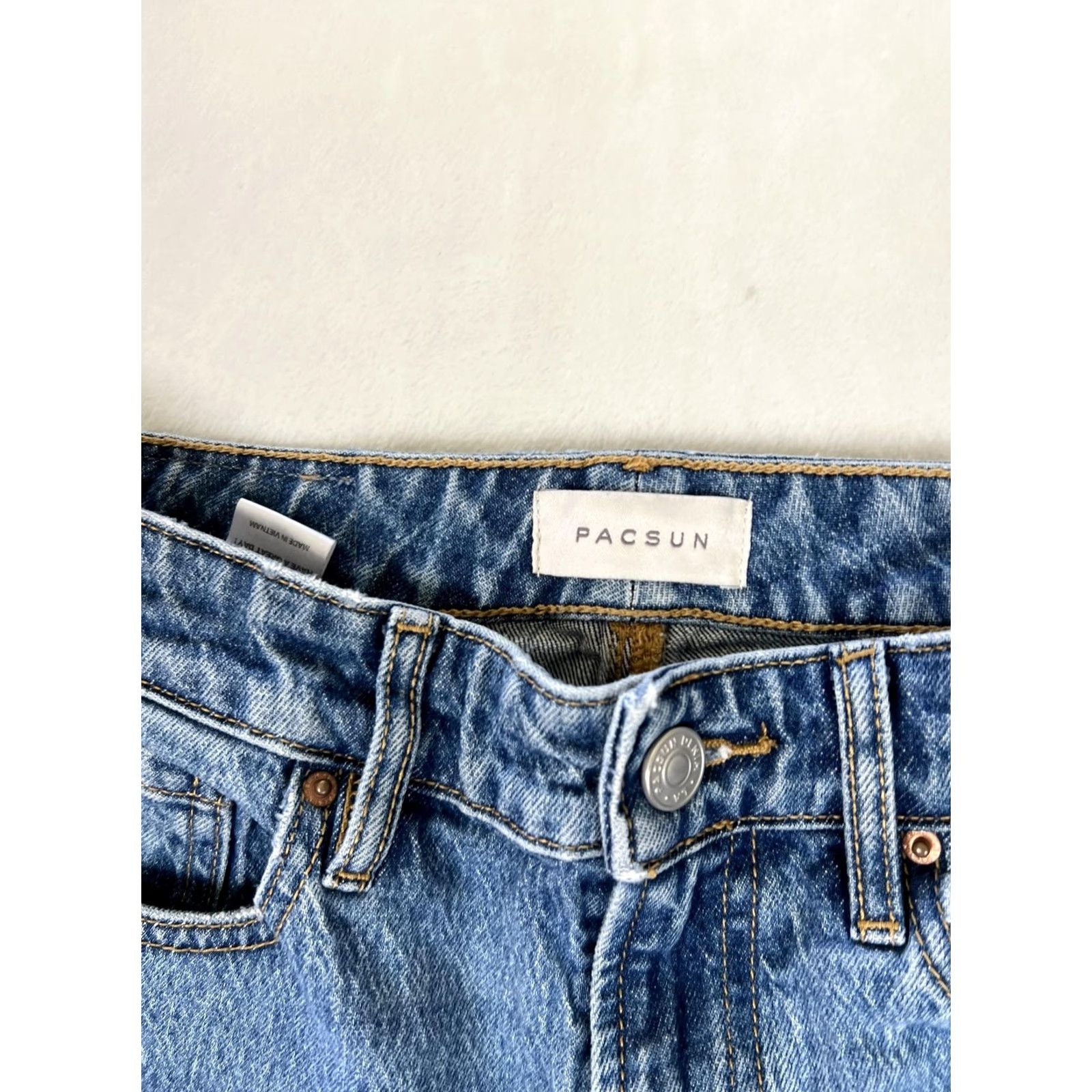 Pacsun PacSun Curve Straight High Rise Jeans Womens 25 Medium Blue Distressed Denim Jeans Size 42" / US 20 - 7 Thumbnail