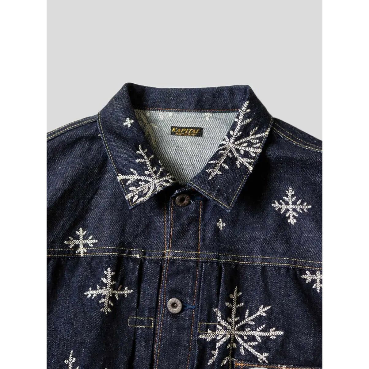 Kapital Kapital 14oz denim snow pattern embroidery 1ST JKT Jacket Size US XXL / EU 58 / 5 - 4 Thumbnail