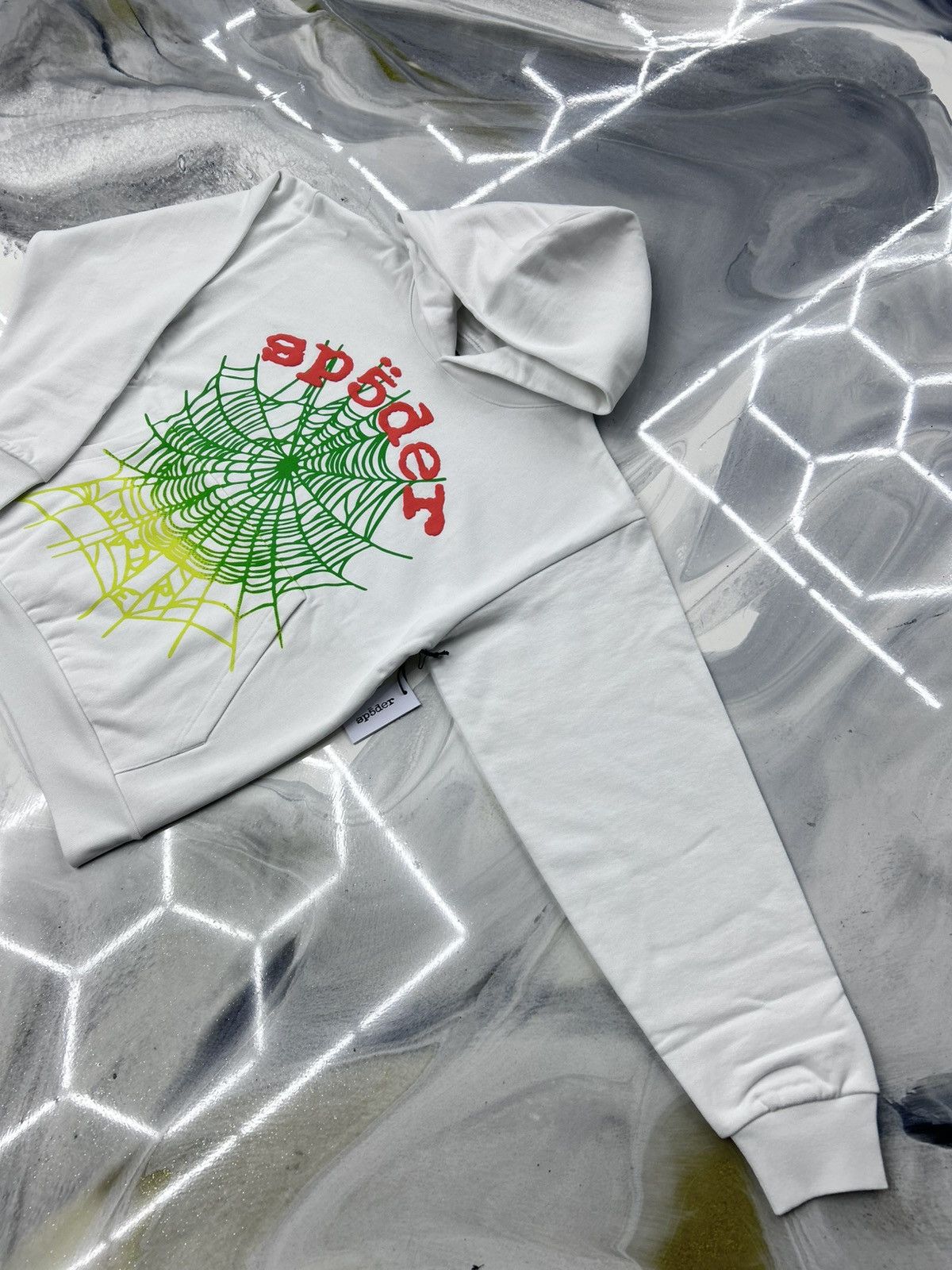Sp5der Sp5der OG Web V2 Gradient Hoodie White Orange Green Size M Size US M / EU 48-50 / 2 - 5 Thumbnail
