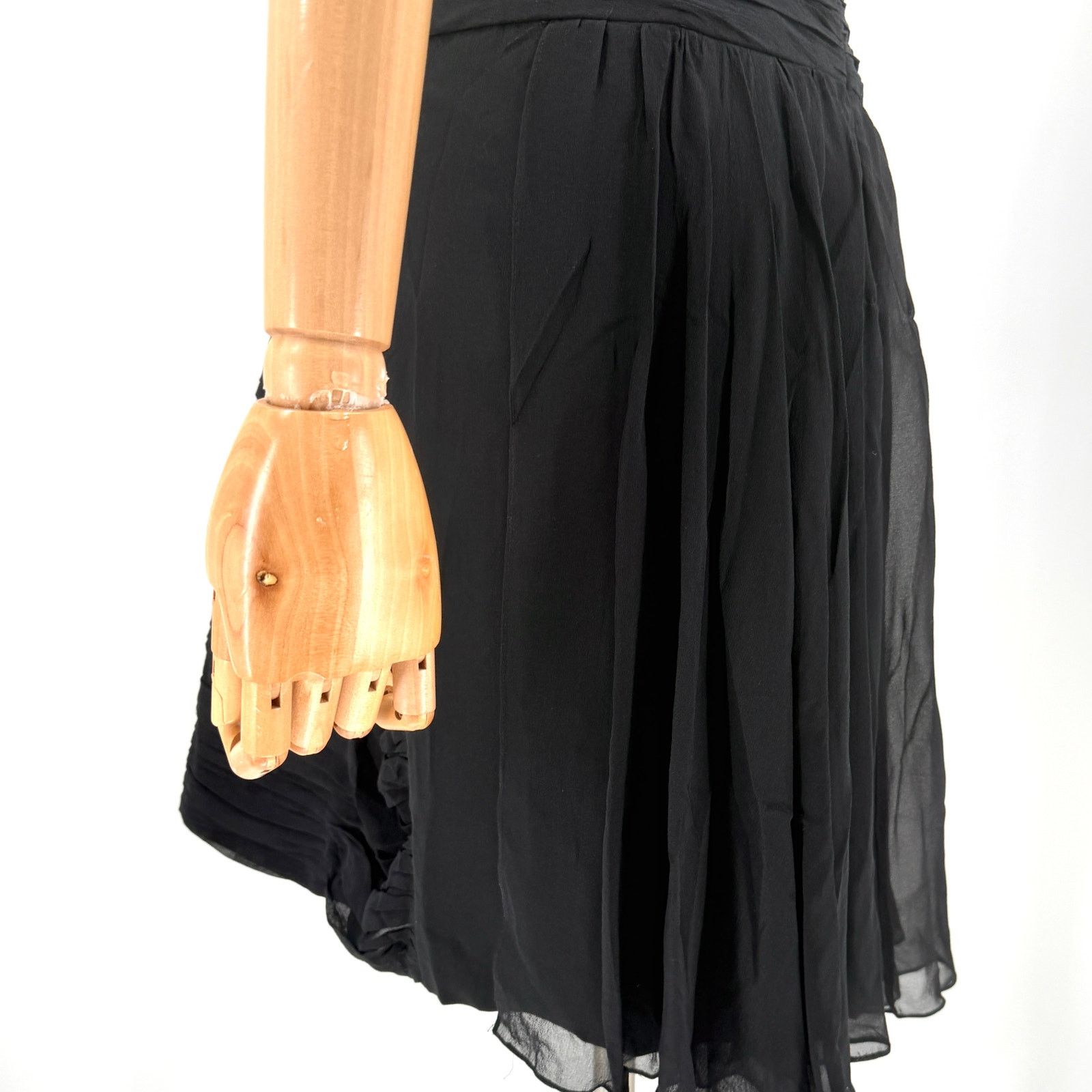 Vintage Vintage 90s Black 100% Silk Ruched Strapless Midi Dress Size L / US 10 / IT 46 - 6 Thumbnail