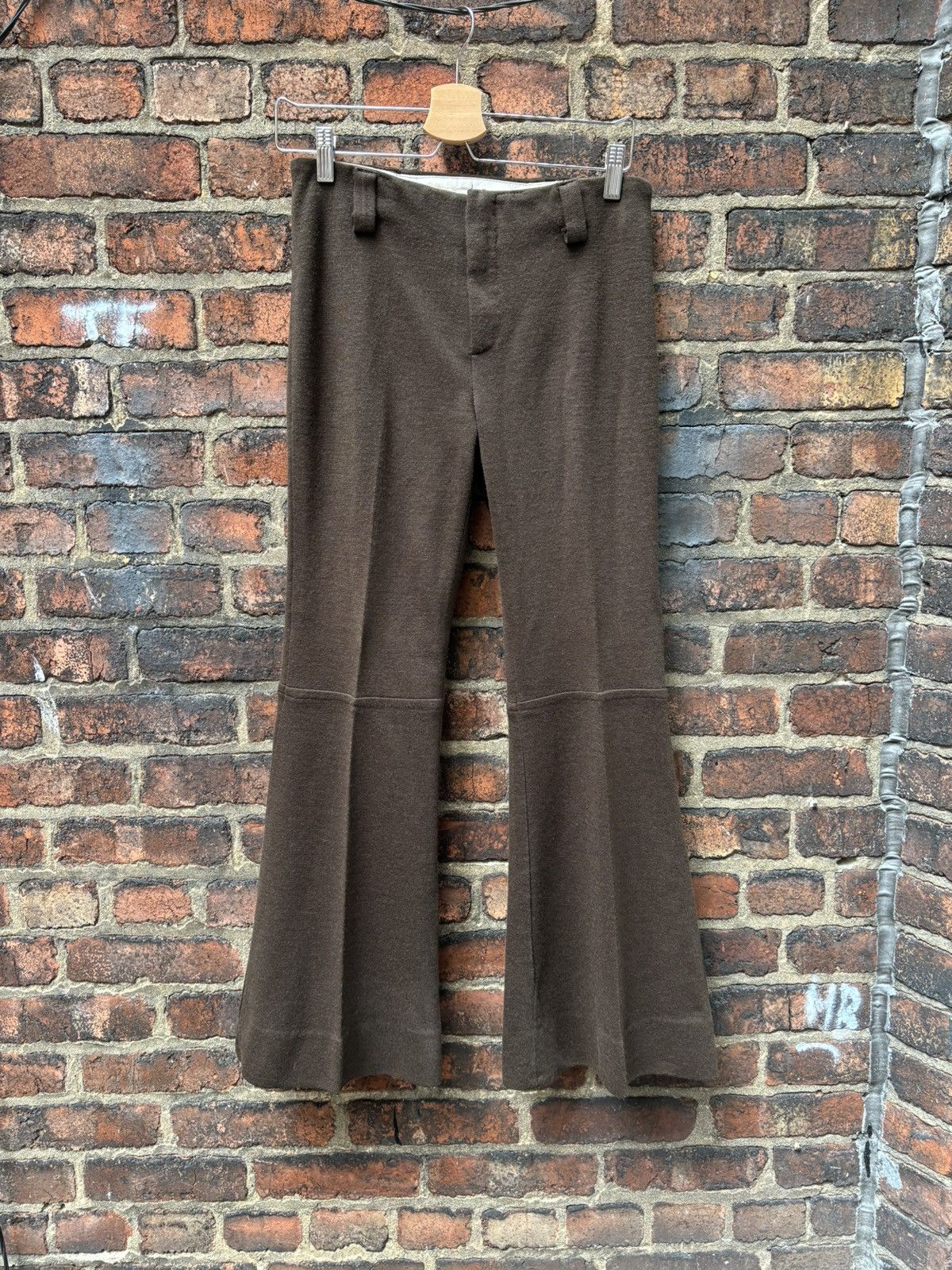 Vintage Vintage 1970s Brown Bell Bottom Pleated Trousers Size 28" / US 6 / IT 42 - 1 Thumbnail