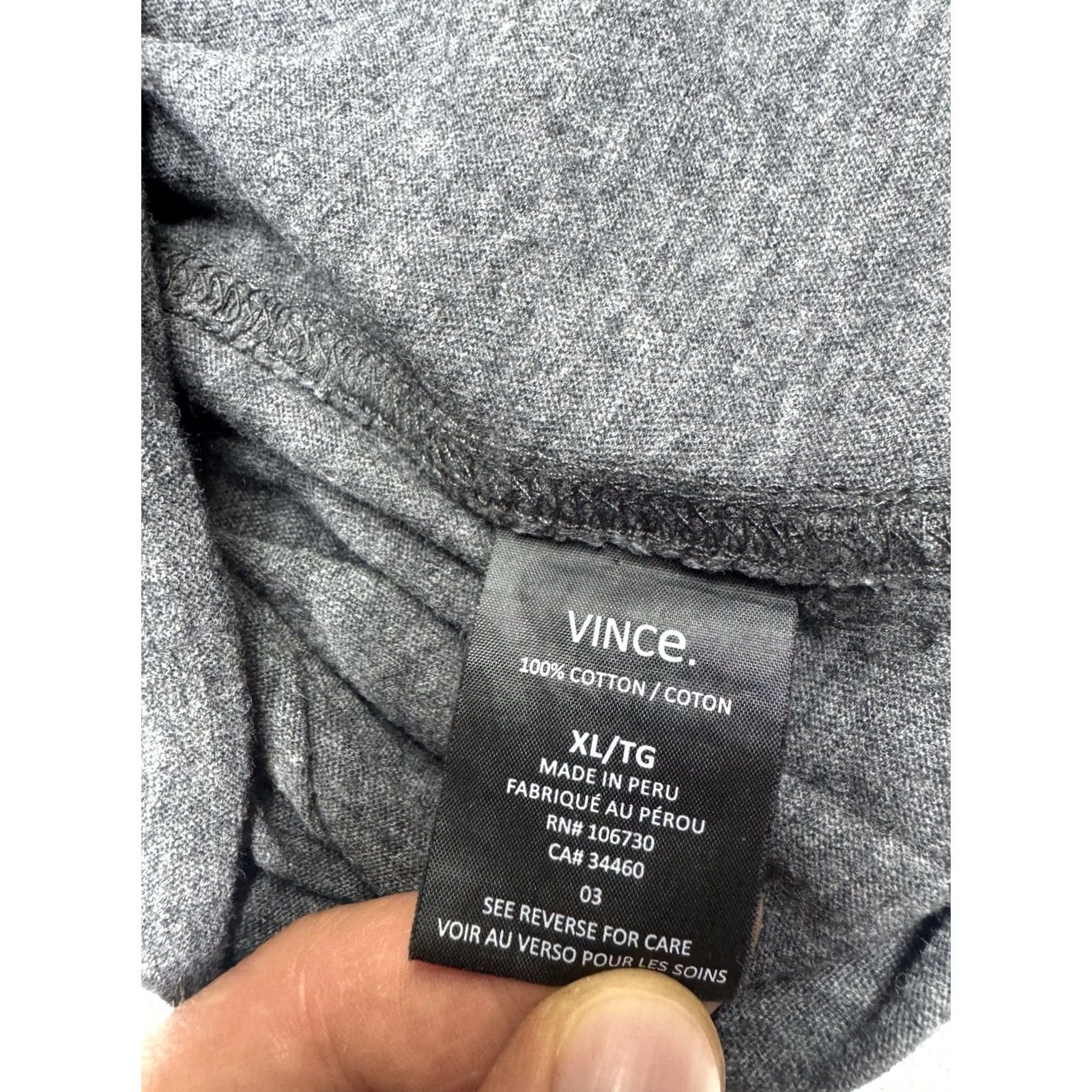 Vince Vince Hoodie Mens XL Gray 100% Cotton Thermal Knit Lightweight Pullover Button Closure Long Sleeve Casual Sportswear Size US XL / EU 56 / 4 - 7 Thumbnail