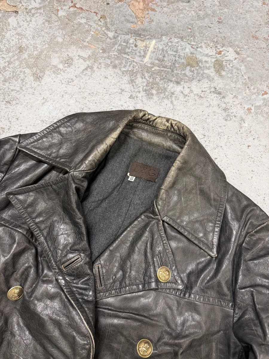 Dolce & Gabbana 2000s Dolce & Gabbana Peacoat Officer Brut Black Leather Jacket Size US M / EU 48-50 / 2 - 5 Thumbnail