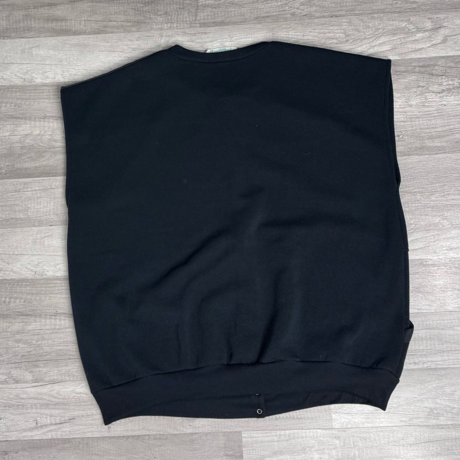 Vintage Vintage Black Snap Button Sweatshirt Vest Pockets Plus Size Size 3XL / US 20-22 - 2 Thumbnail