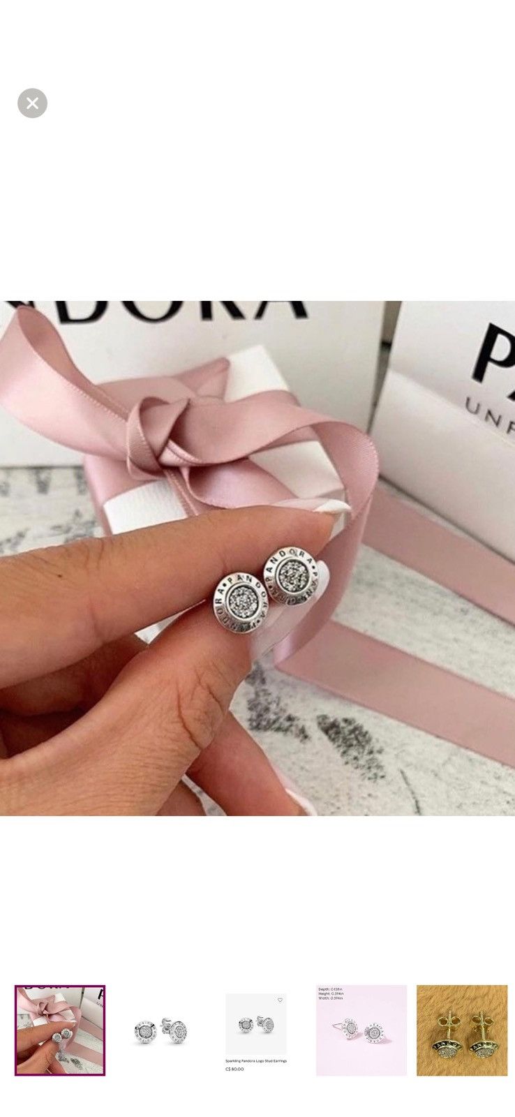 pandora Pandora Sparkling Logo Stud Earrings Size ONE SIZE - 1 Thumbnail