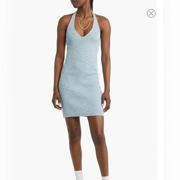 BP. BP Rib Halter Dress In Blue Spring Spacedye, Sz. L Size L / US 10 / IT 46 - 3 Thumbnail