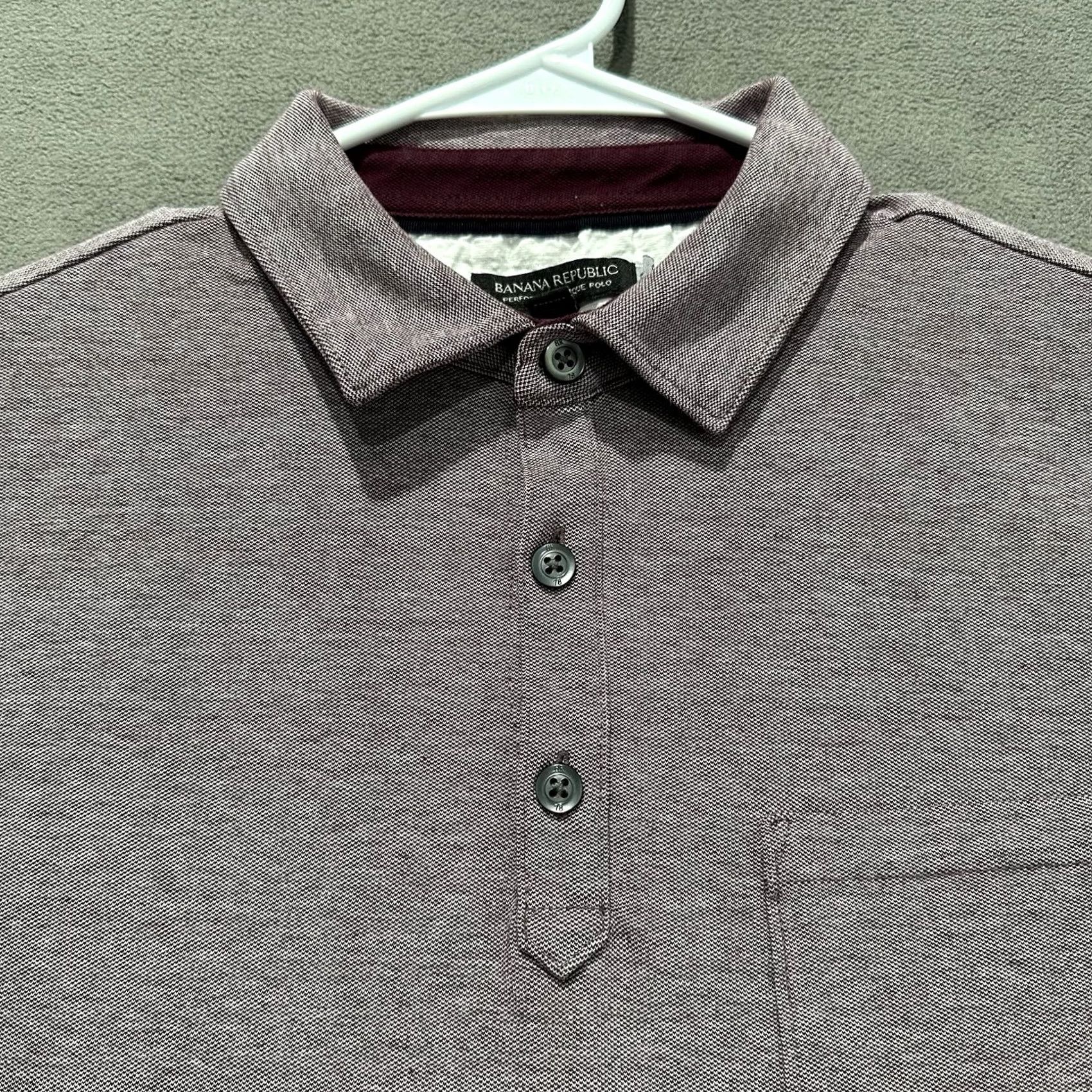 Banana Republic Banana Republic Shirt Mens M Red Burgundy Performance Pique Polo EUC Size US M / EU 48-50 / 2 - 3 Thumbnail