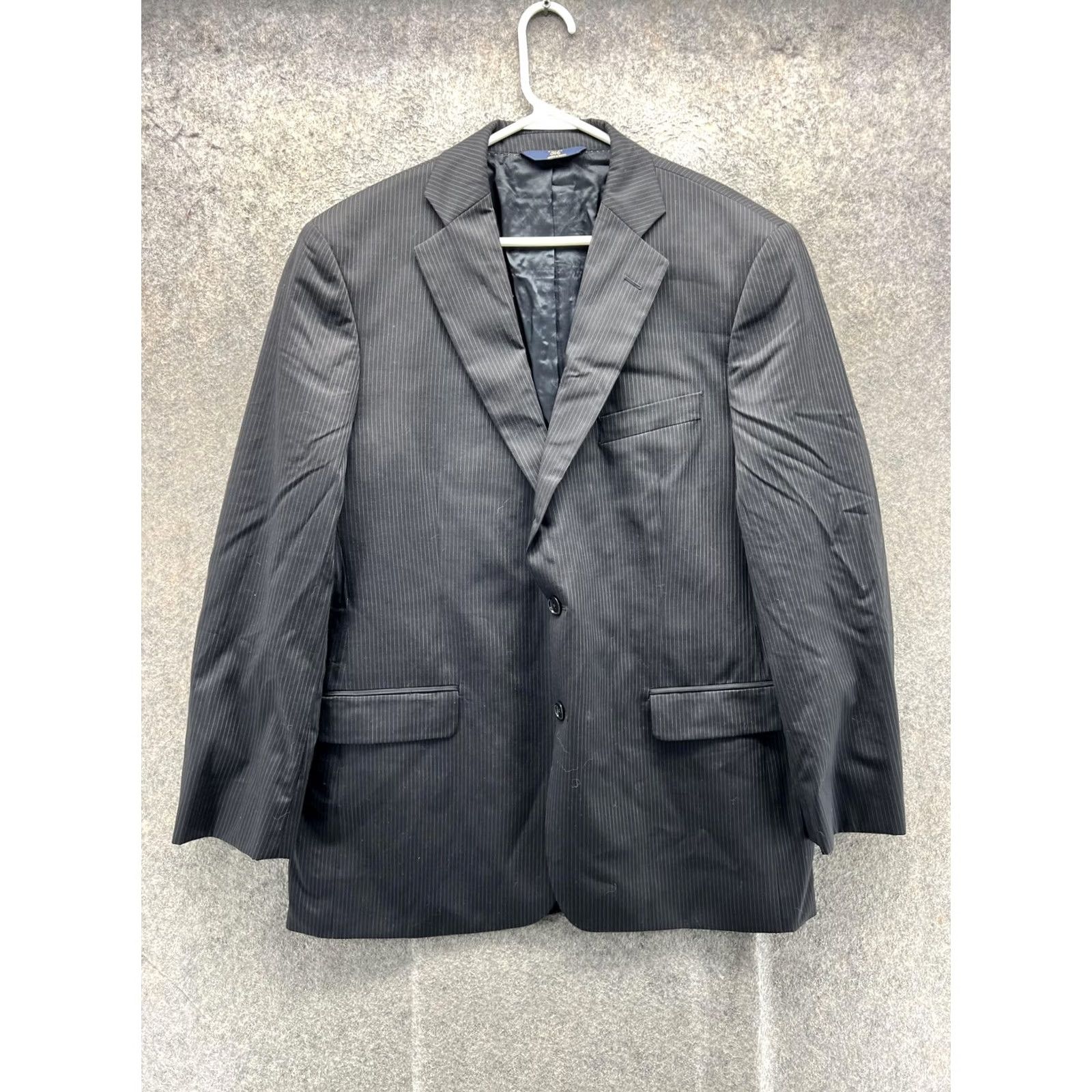 Brooks Brothers Brooks Brothers 346 Suit Jacket Mens Large 43R Black Gray Pinstripe Wool Stretch Notch Lapel Single-Breasted 2-Button Formal Business Shirt/Coat Size 42R - 2 Thumbnail