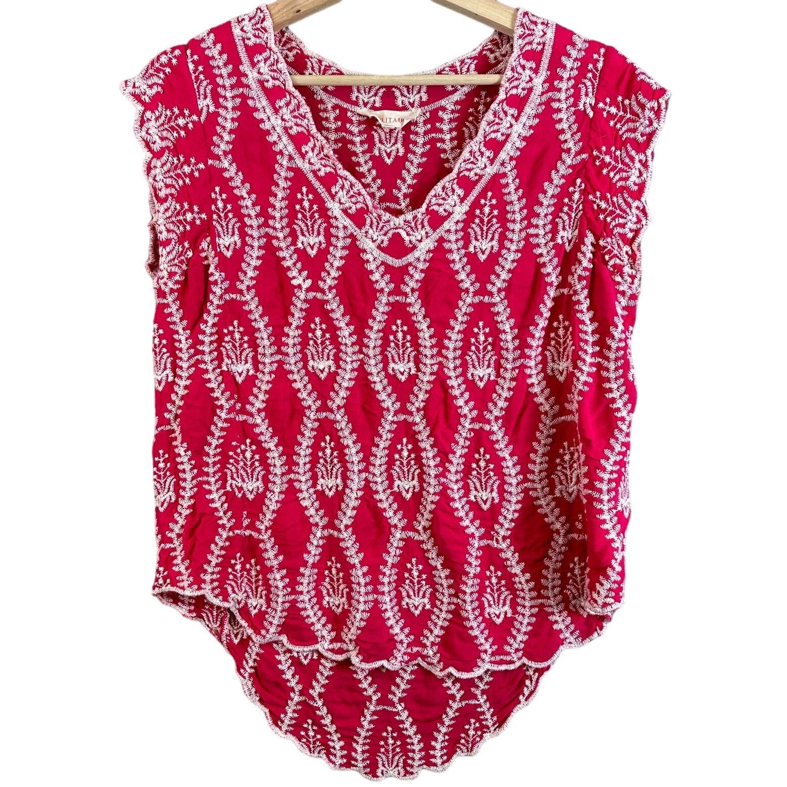 Other Solitaire Pink White Embroidered Blouse Top Sleeveless L Size L / US 10 / IT 46 - 1 Thumbnail