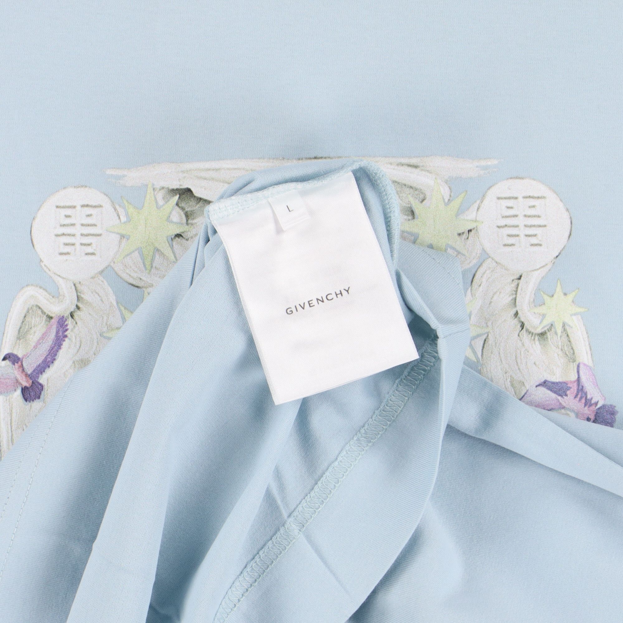 Givenchy Sky Blue Aqua Stars Logo Oversized T-Shirt Size US L / EU 52-54 / 3 - 6 Thumbnail