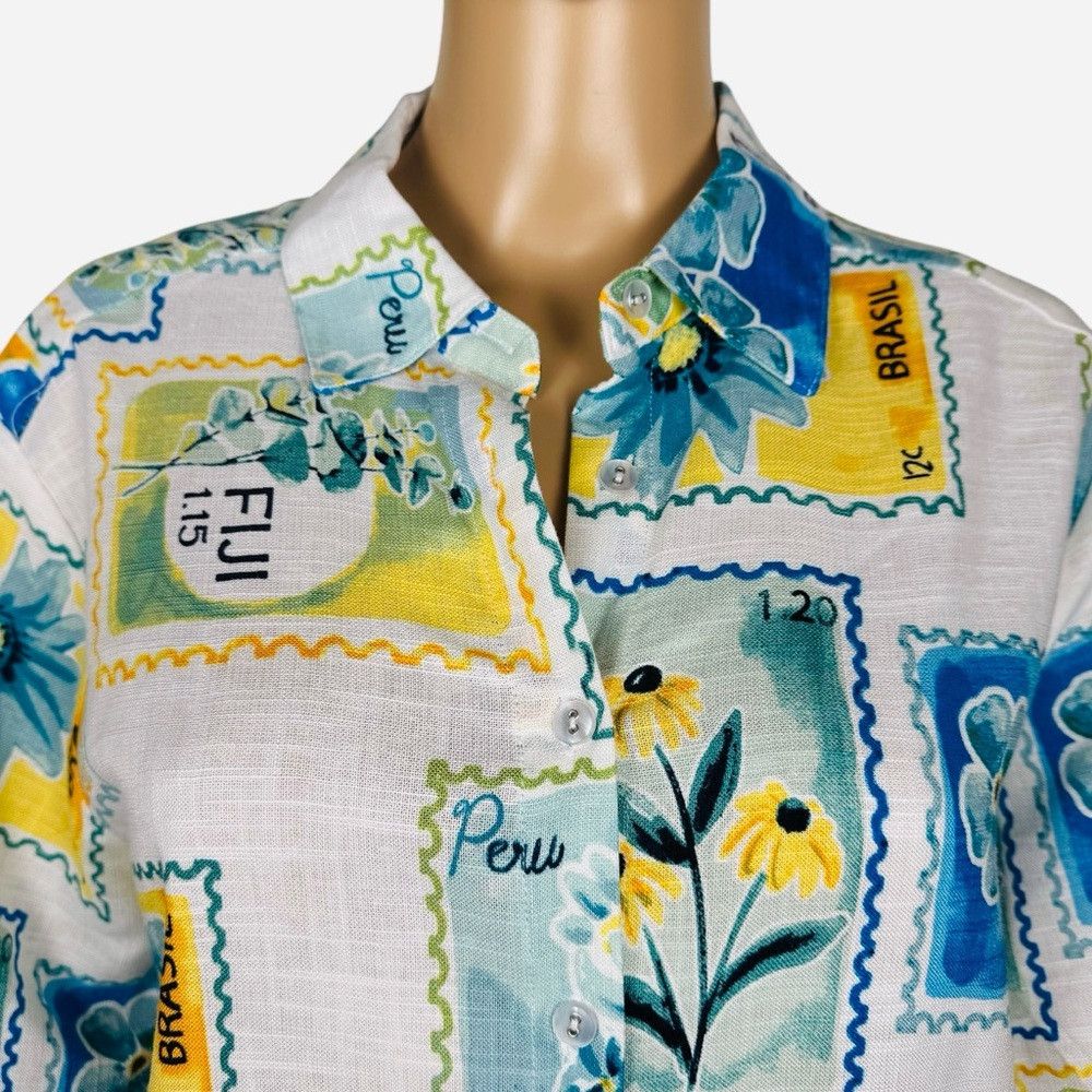 Other NWT New Jane and Delancey Post Stamps Rayon Linen Short Sle Size M / US 6-8 / IT 42-44 - 2 Thumbnail