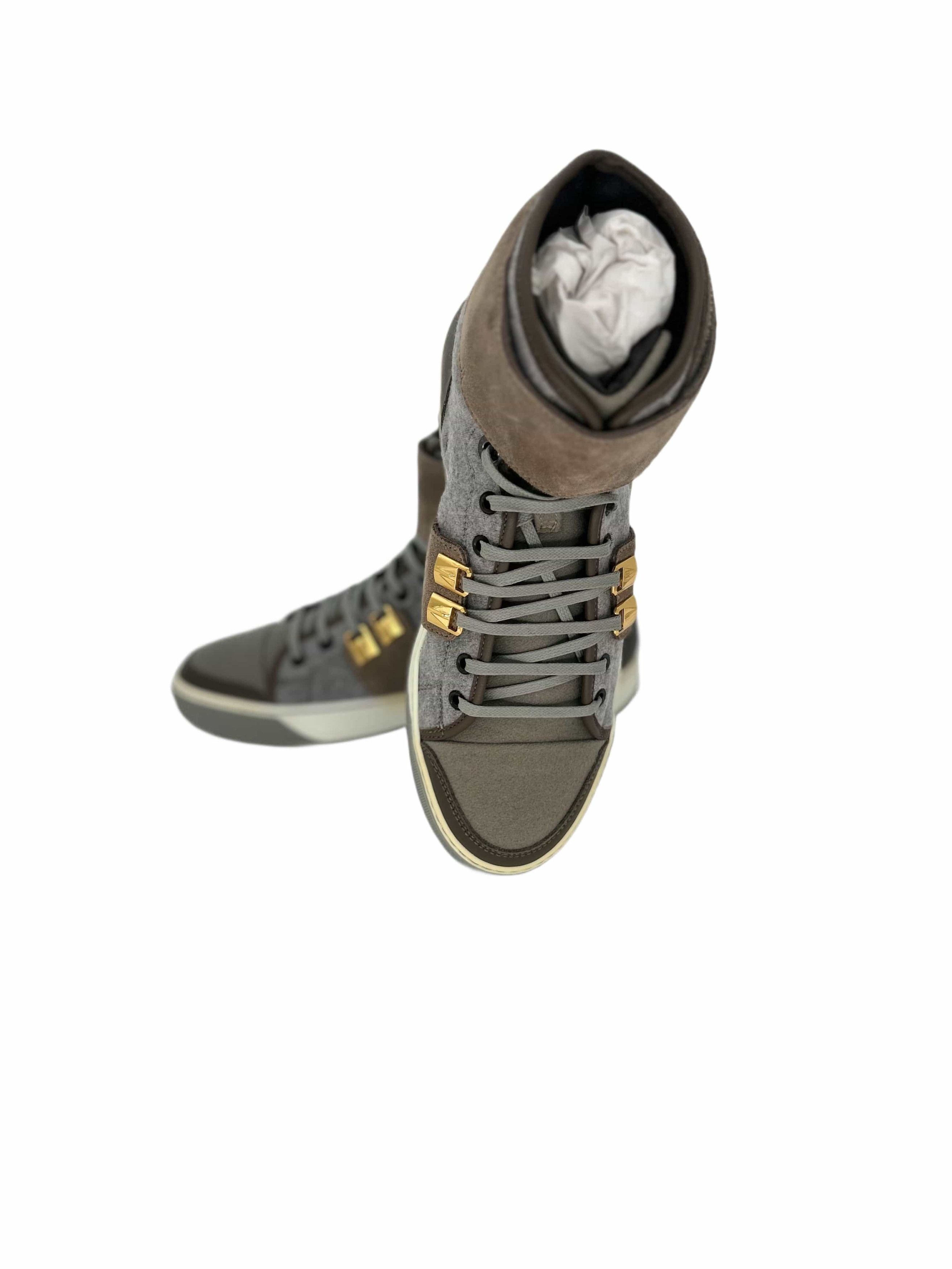 Lanvin Lanvin Grey / Brown Wool Felt Hi Top Sneaker With Metal Det Size US 9 / EU 42 - 3 Thumbnail