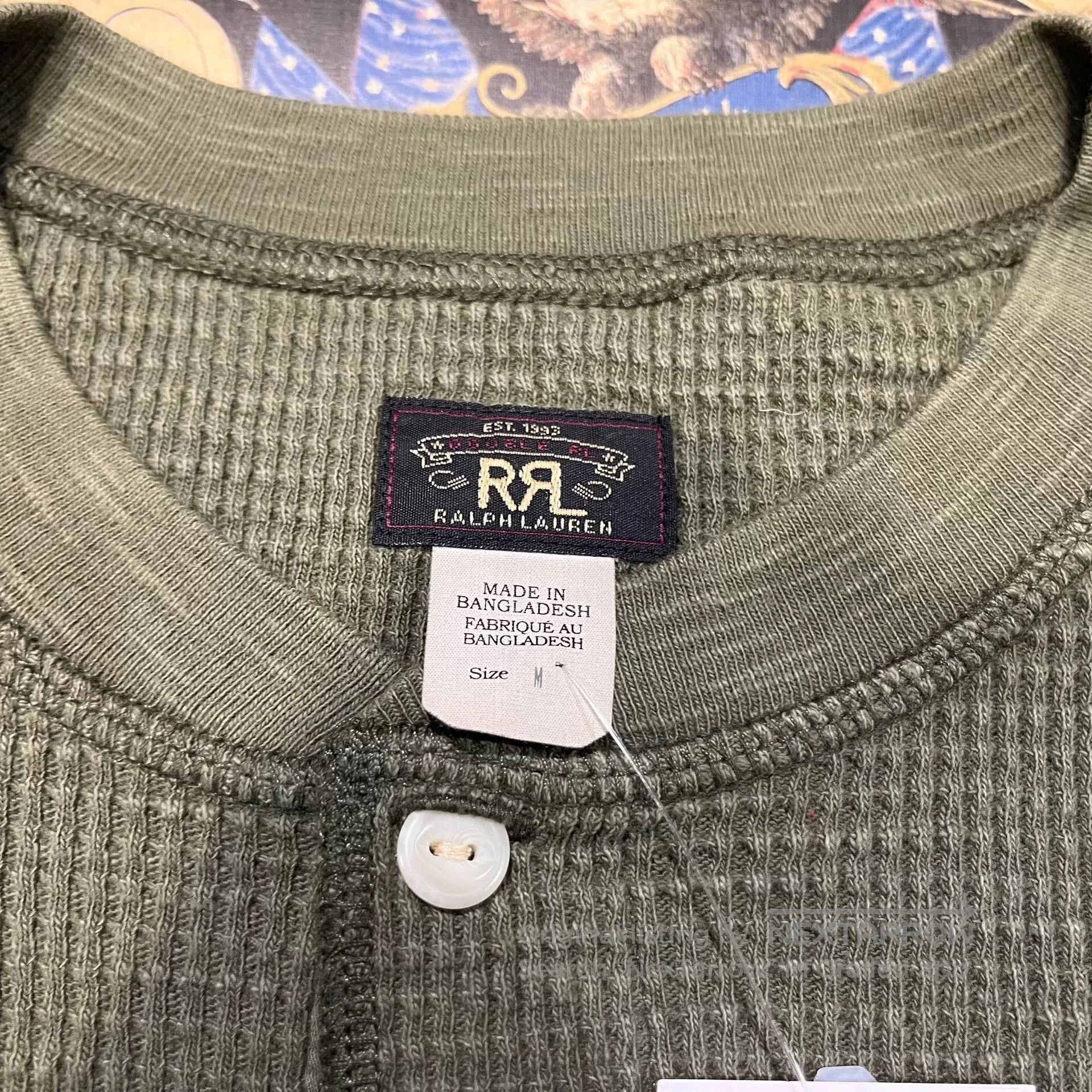 RRL Ralph Lauren olive green long sleeve henley shirt. Size US S / EU 44-46 / 1 - 4 Thumbnail