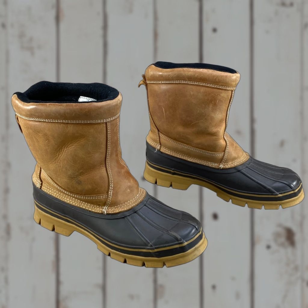 Eddie Bauer VINTAGE Eddie Bauer Mens 11 Brown Leather Insulated Waterproof Winter Duck Rubber Boots - Steel Shank Size US 11 / EU 44 - 1 Thumbnail