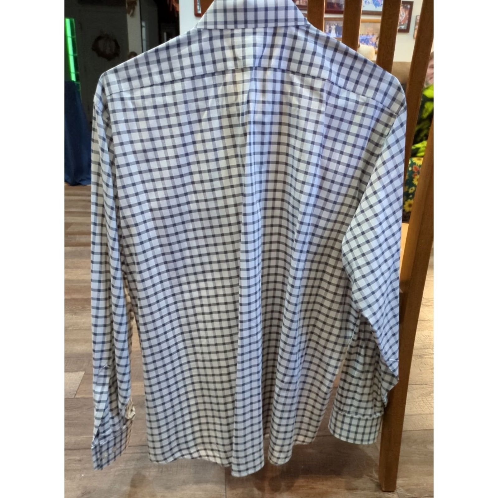 Van Heusen Van Heusen Dress Shirt Men 18 36/37 Regular Flex Collar Long Sleeve Stripe Black Modern Classic Shirt Mens Regular Size 48R - 4 Thumbnail