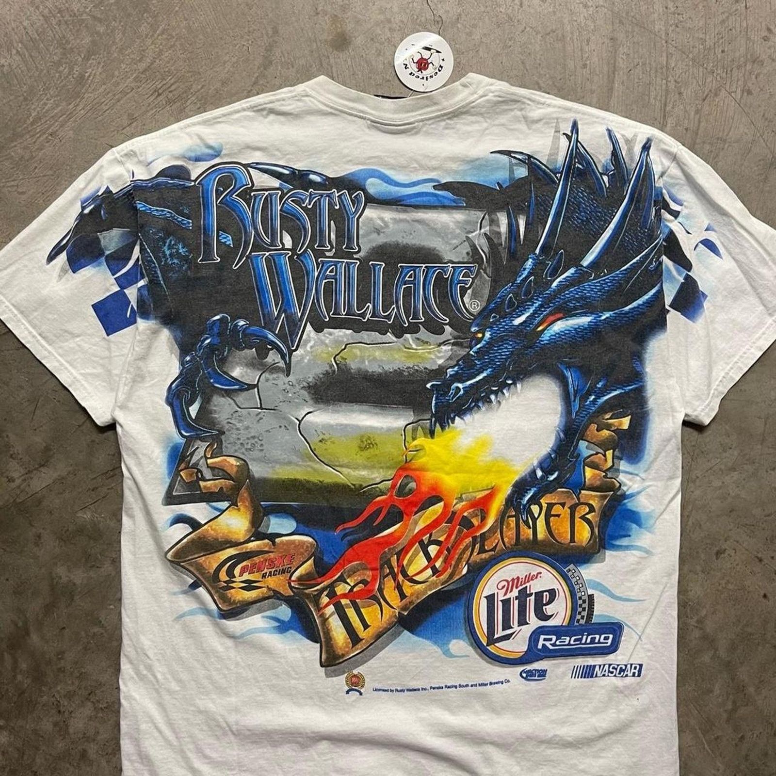 NASCAR Vintage 1990s Nascar Dragon Racing Graphic Tee Mens Large Size US L / EU 52-54 / 3 - 2 Thumbnail