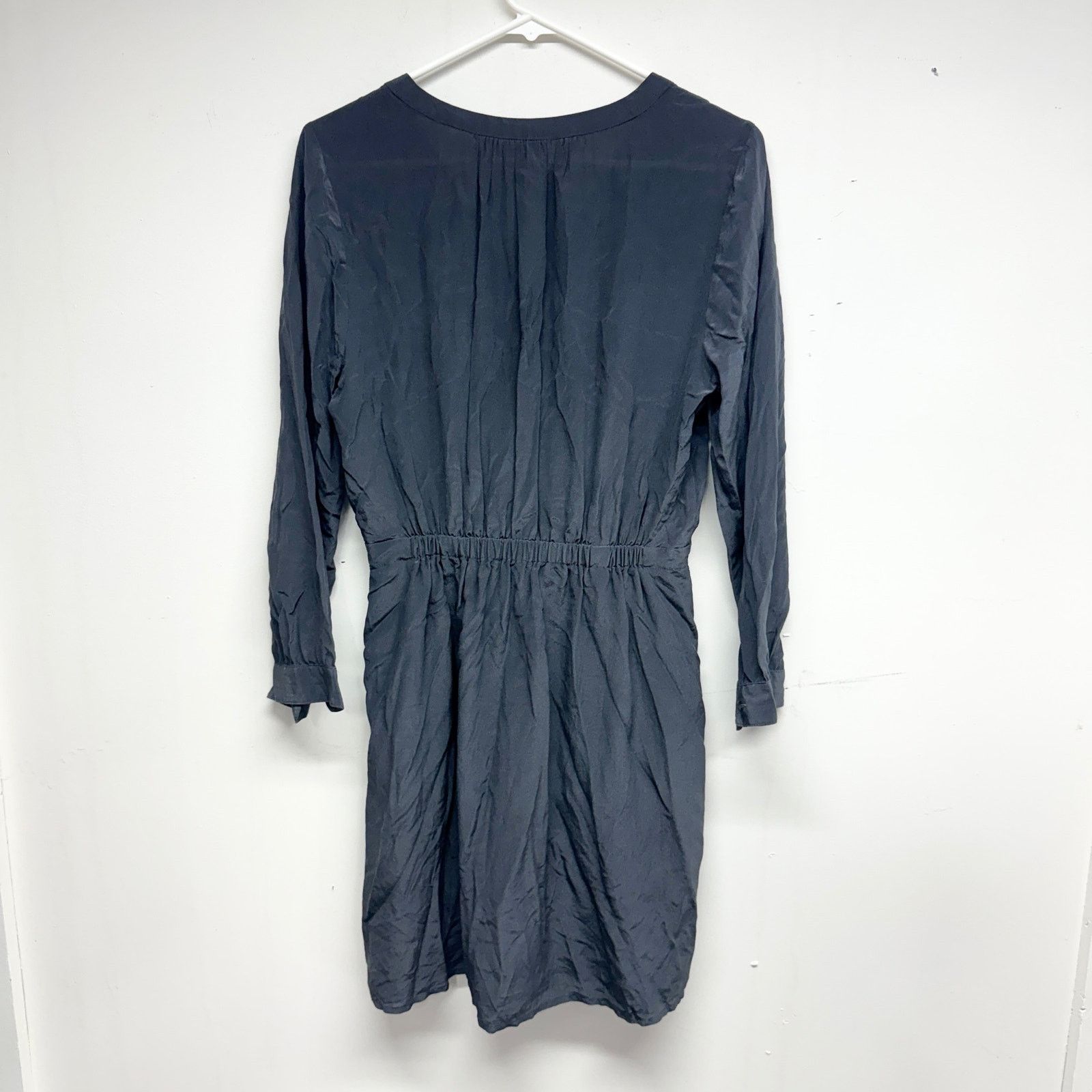 Madewell Madewell Navy Long Sleeve Silk Faux Wrap Mini Dress Sz Small Size S / US 4 / IT 40 - 4 Thumbnail