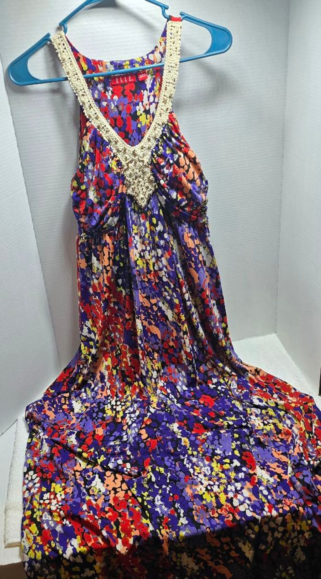 Ellesse Women's ELLE Floral Maxi Dress S Purple Red long Size S / US 4 / IT 40 - 2 Thumbnail