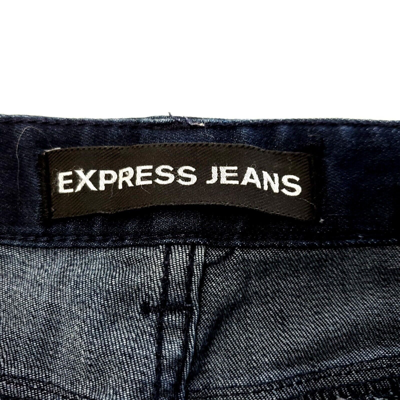 Express Express Legging Stella Low Rise Dark Blue Whisker Denim Jean Size 30" / US 8 / IT 44 - 4 Thumbnail