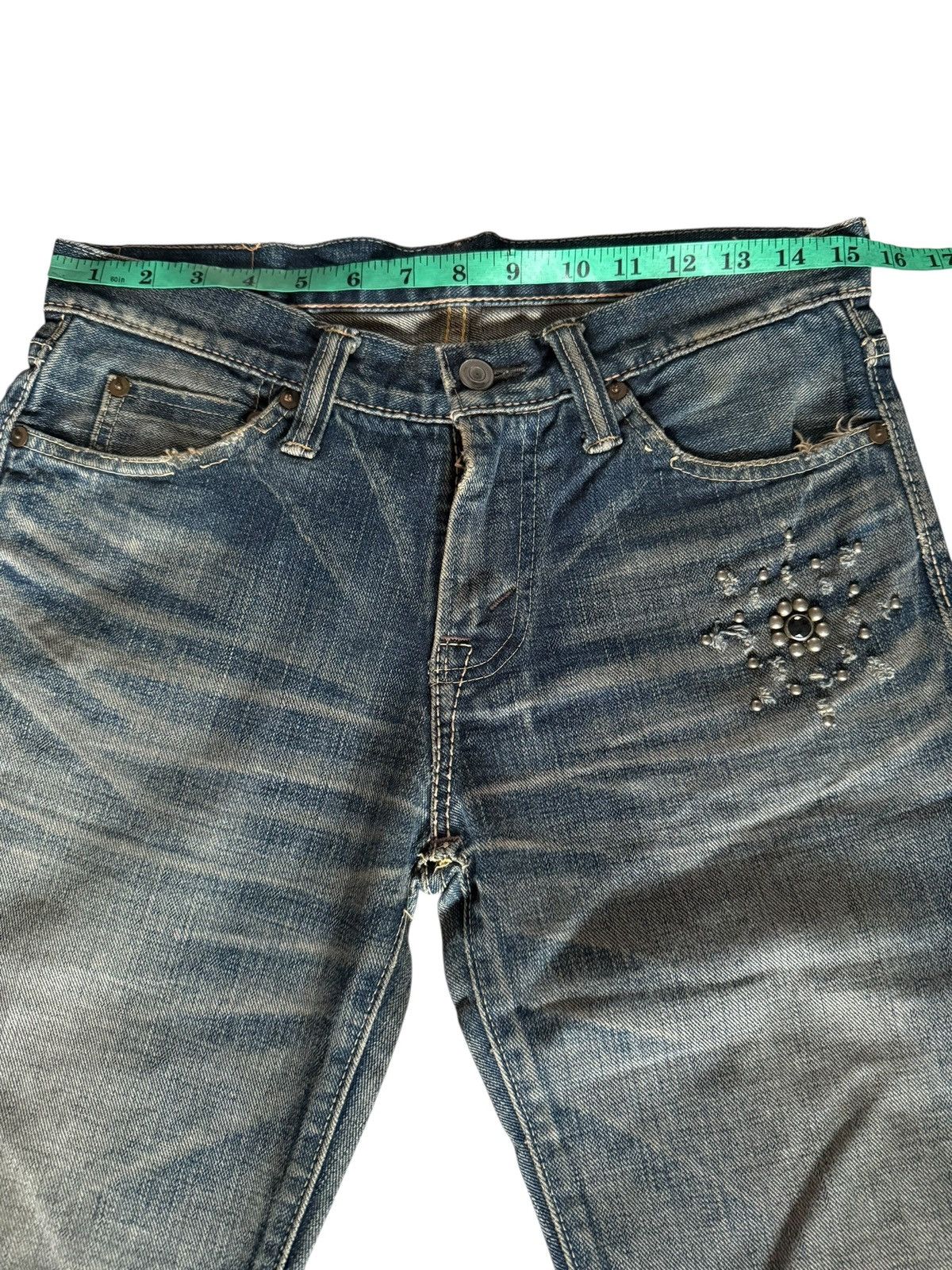 Japanese Brand Flared Jeans David Olive Accessories Faded Distressed Denim Size US 29 - 11 Thumbnail