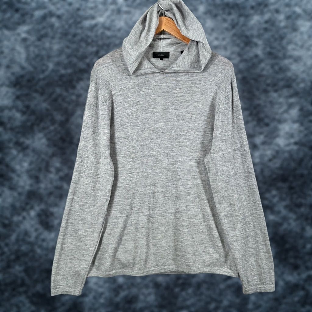 Vince Vince Hoodie Mens Large Gray Cashmere Wool Pullover Sweatshirt Sweater Size US L / EU 52-54 / 3 - 1 Thumbnail