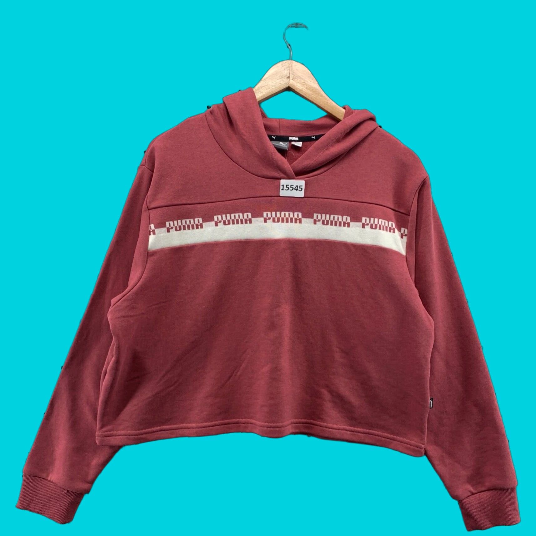 Puma PUMA Women's Cropped Hoodie Pullover Activewear Sweatshirt M Red Relaxed Long Sleeve Mens Size M / US 6-8 / IT 42-44 - 1 Thumbnail