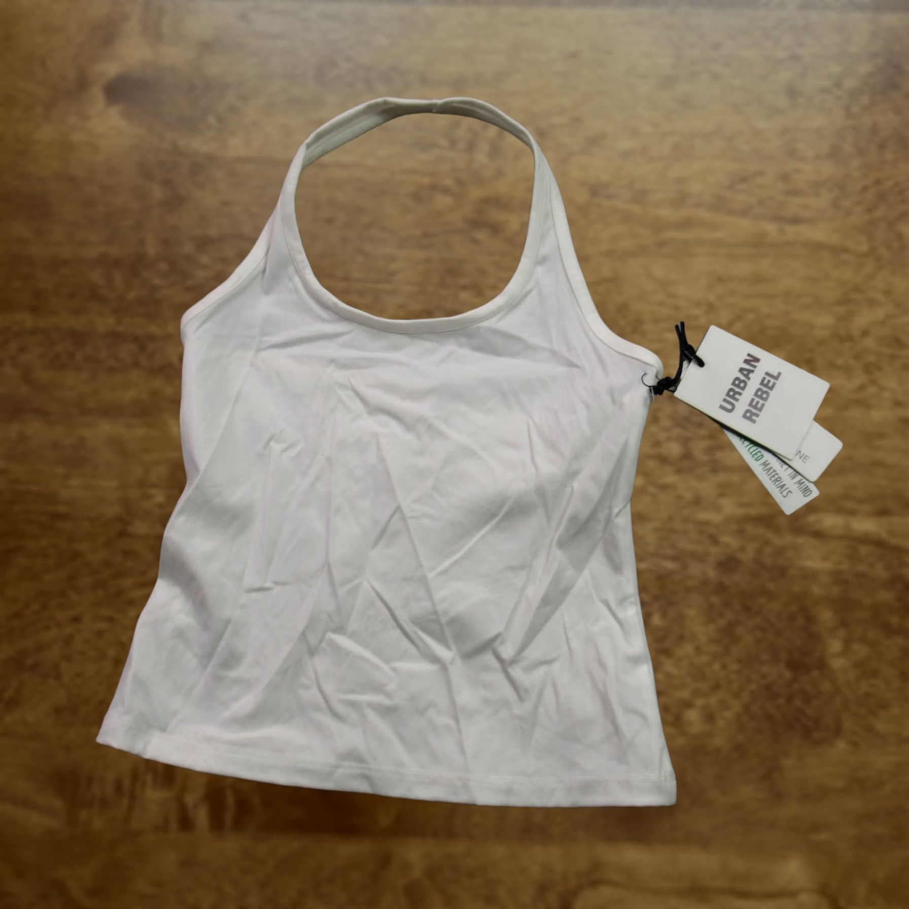 Vintage Urban Rebel Crop Top Women's Size S White Halter Neck Stretch Knit NWT Size S / US 4 / IT 40 - 1 Thumbnail
