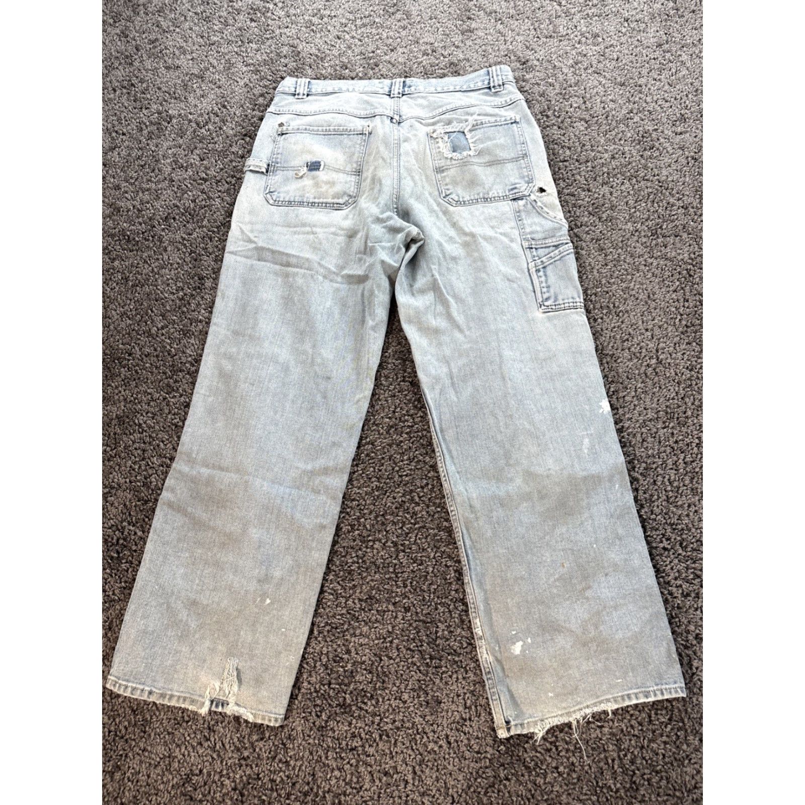 Old Navy VINTAGE Old Navy Jeans Carpenter Distressed 34x30 Mens 90s Grunge Wide-Leg Blue Baggy, 34x30, Mens Size US 34 / EU 50 - 6 Thumbnail