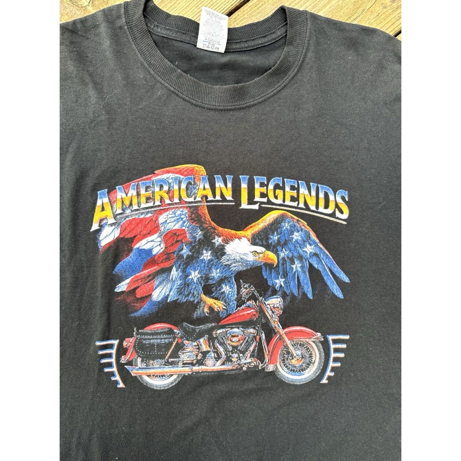 Jerzees VINTAGE Y2K Wolf Eagle Biker T Shirt American Legends Motorcycle 2XL Men Size US XXL / EU 58 / 5 - 4 Thumbnail