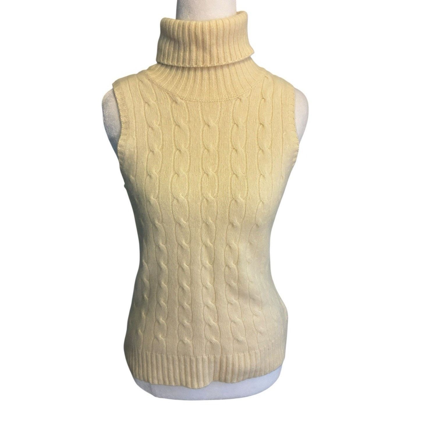 Brooks Brothers y2k Cashmere Cable Knit sleeveless Turtleneck Sweater wool M Size M / US 6-8 / IT 42-44 - 6 Thumbnail