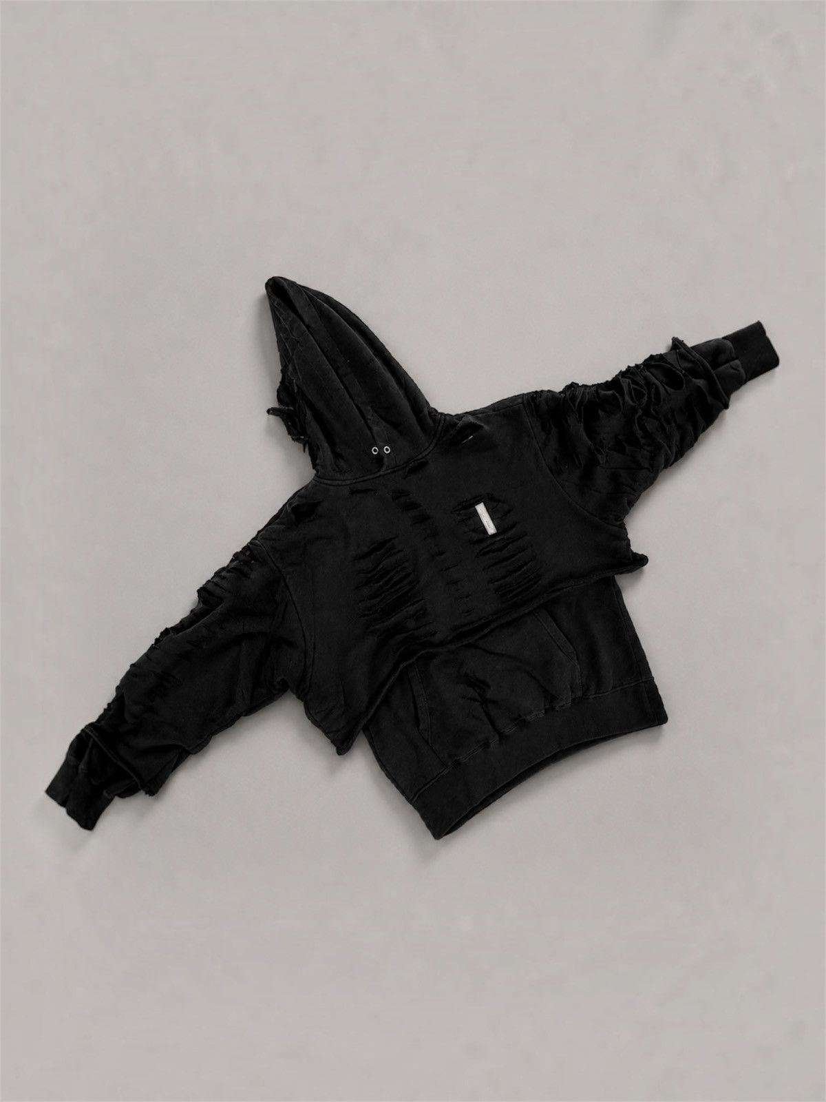 KMRii FULL BK Crazy Distressed Double Layer Japanese Style Hoodie Size US M / EU 48-50 / 2 - 2 Thumbnail