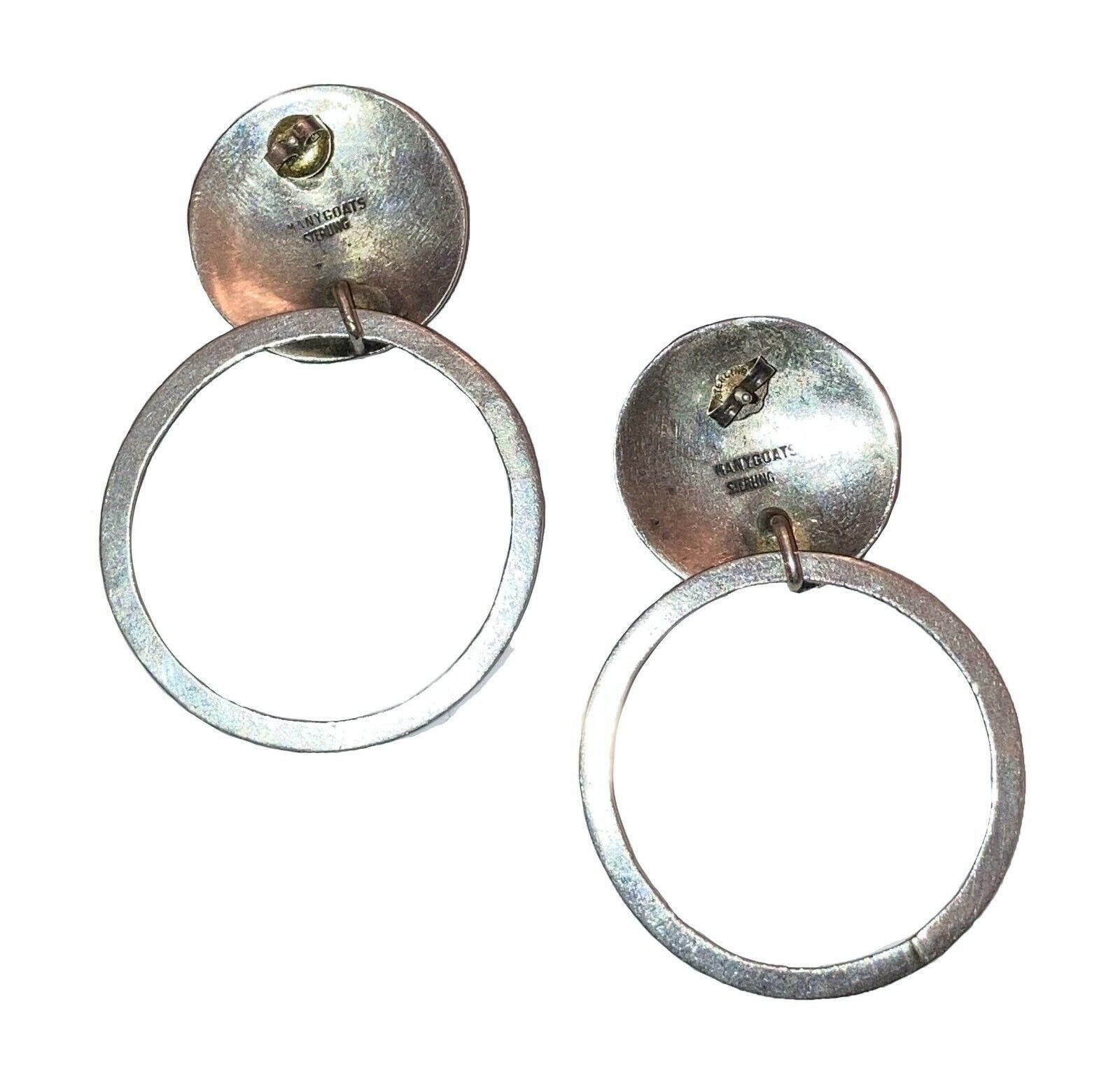 Sterling Silver Navajo Native American Sterling Dangle Hoop Shell Earrings Size ONE SIZE - 5 Thumbnail