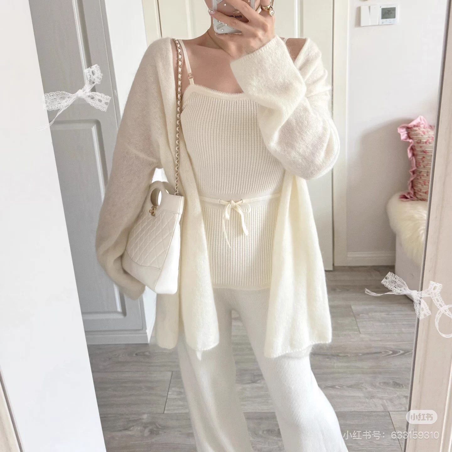 Chanel Chanel 24A White Waffle Bow Drawstring Cami 36 Size XS / US 0-2 / IT 36-38 - 8 Thumbnail