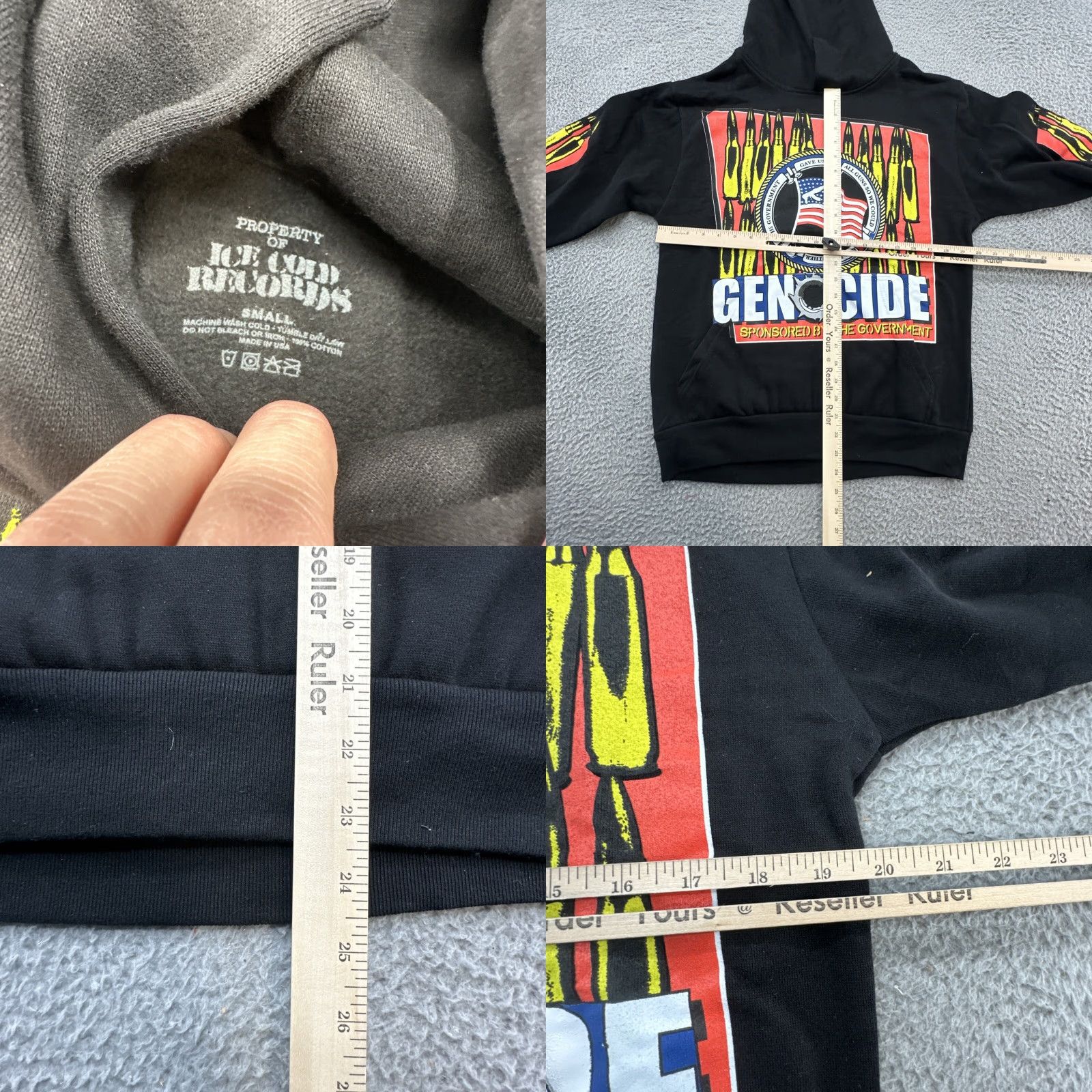 Vintage Property Of Ice Cold Records Hoodie Mens Black S Cotton Fleece Graphic Print Pullover 90s? Genocide Government Sponsored Rare Size US S / EU 44-46 / 1 - 8 Thumbnail