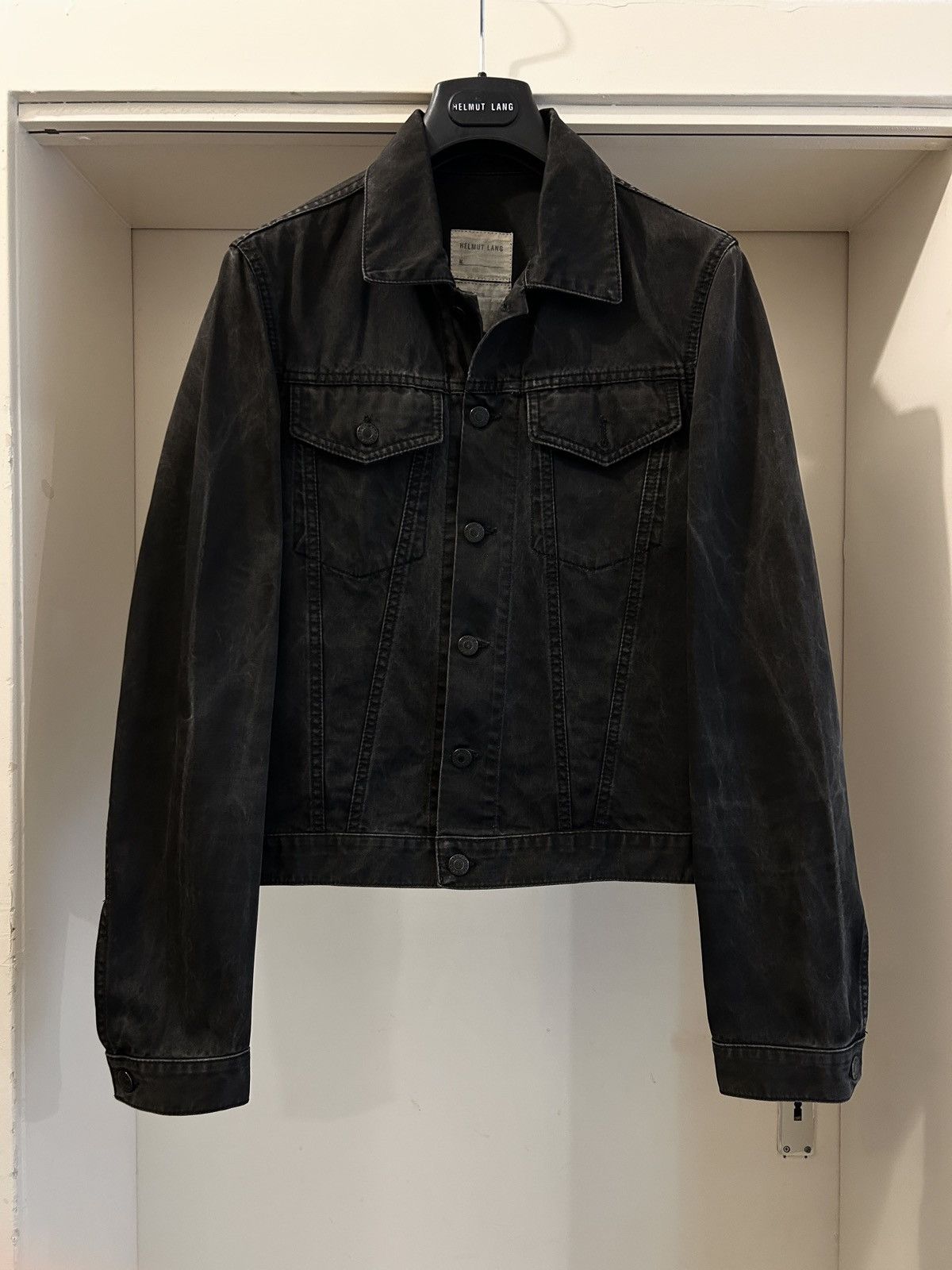 Helmut Lang Helmut Lang 1999 Black Waxed Denim Jacket | Grailed