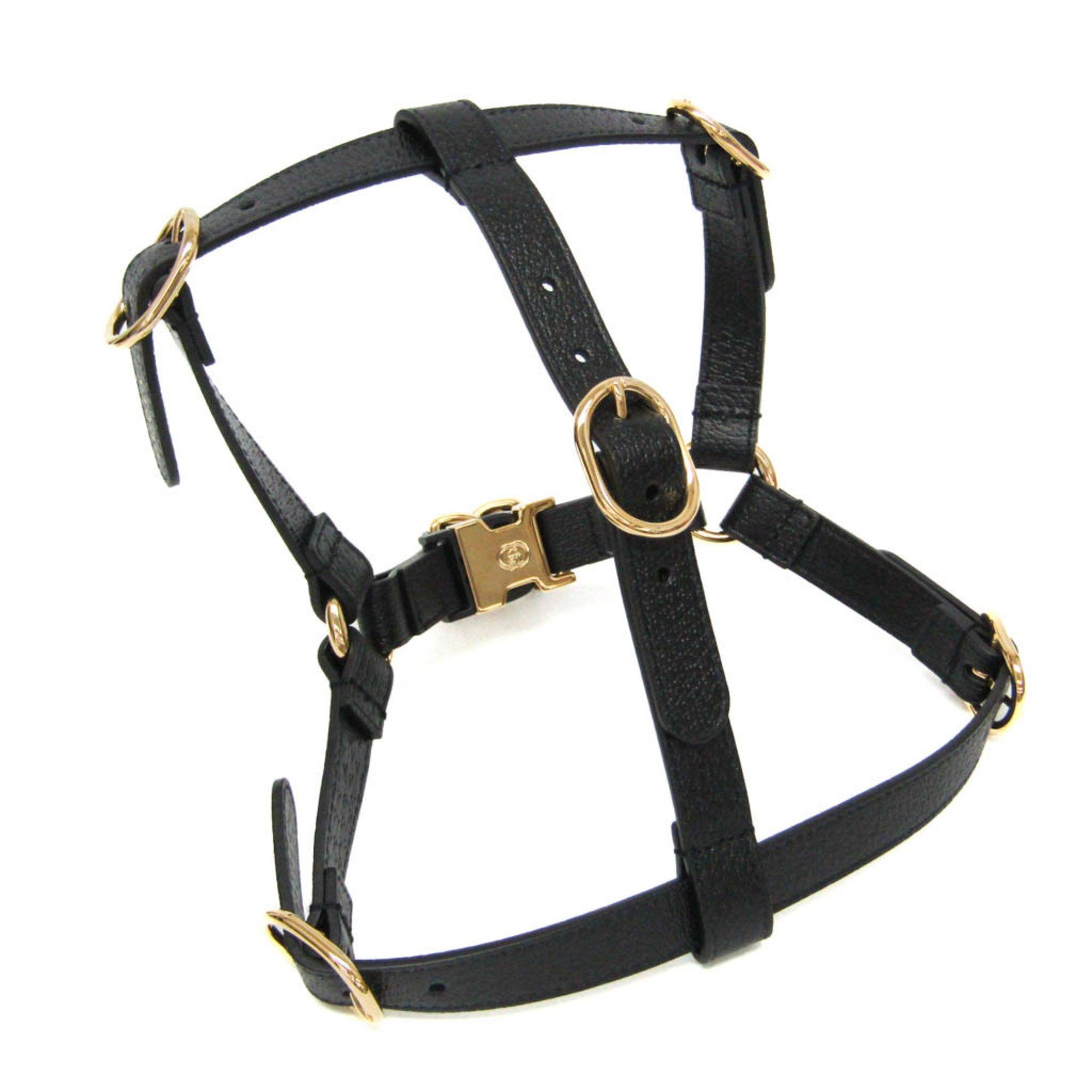 Gucci Interlocking G Pet Harness Size M 692963 Dog Harness Leather Black