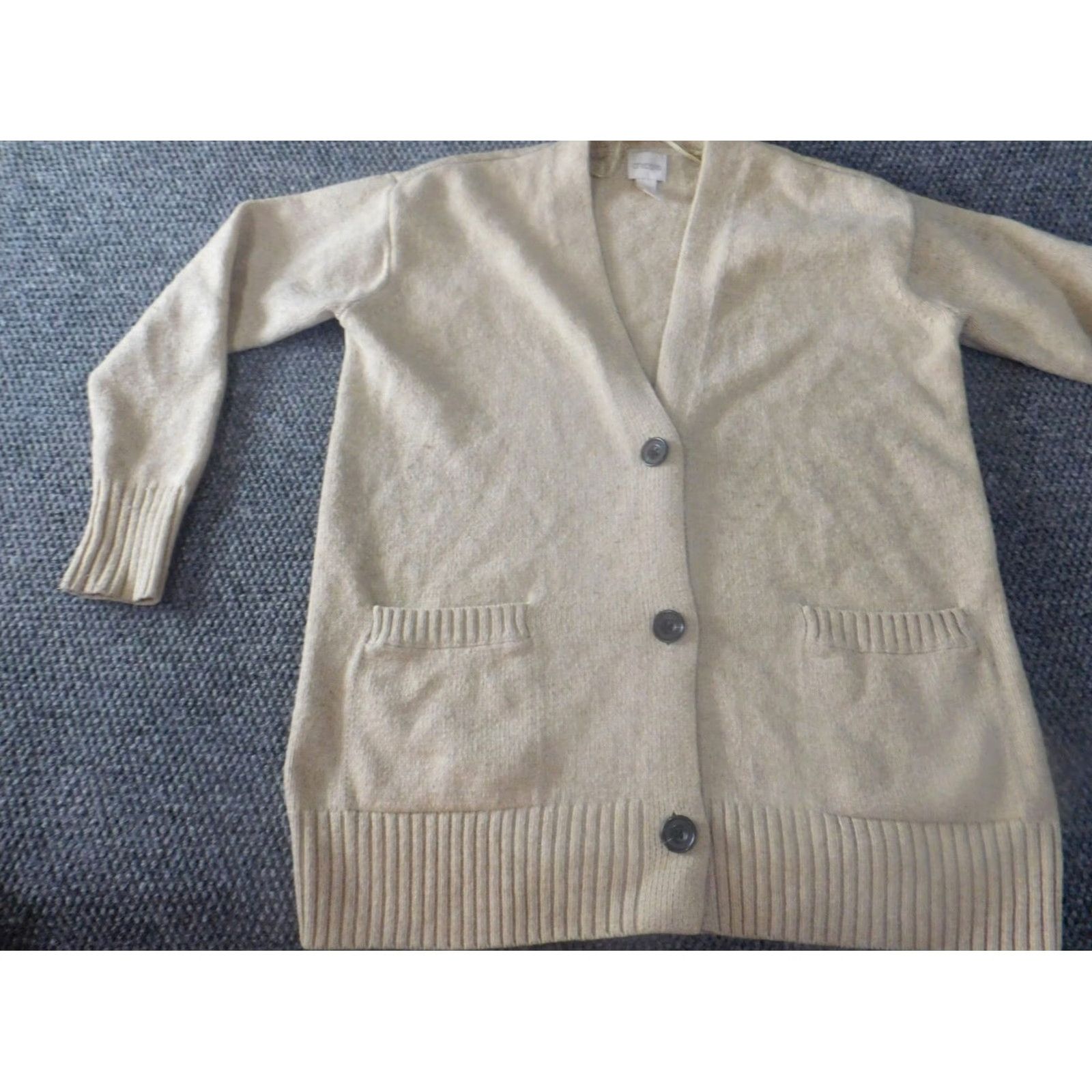 Vintage Chicos Sweater Cardigan Beige Wool Button Mock Neck Long Sleeve Regular Size 0 Womens Designer Vintage? No (adjusted) Size XS / US 0-2 / IT 36-38 - 3 Thumbnail