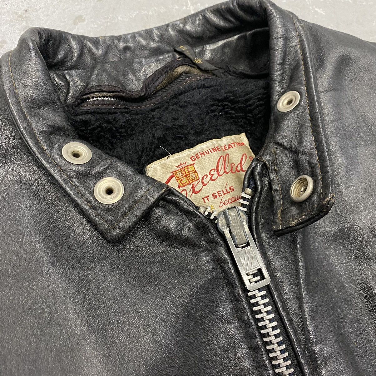 Japanese Brand × Vintage Vtg 60s 70s Excelled Black Leather Cafe Racer Moto Jacket Size US M / EU 48-50 / 2 - 6 Thumbnail