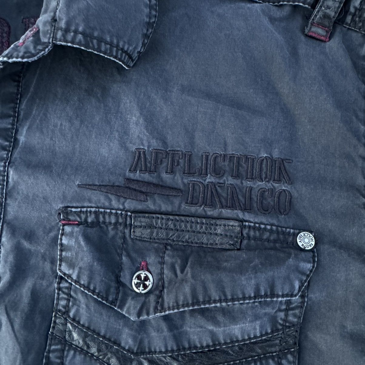 Affliction × JNCO Vintage Y2K Black Grunge Affliction AOP Button Up Baggy XXL Size US XXL / EU 58 / 5 - 14 Thumbnail