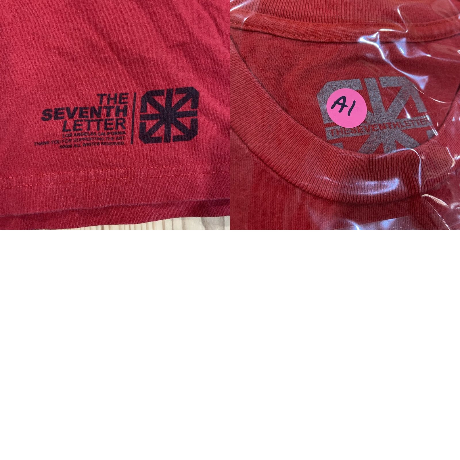 Vintage VINTAGE The Seventh Letter Men's T-Shirt Red Graphic Print Cotton Crew Neck Short Sleeve L Size US L / EU 52-54 / 3 - 8 Thumbnail