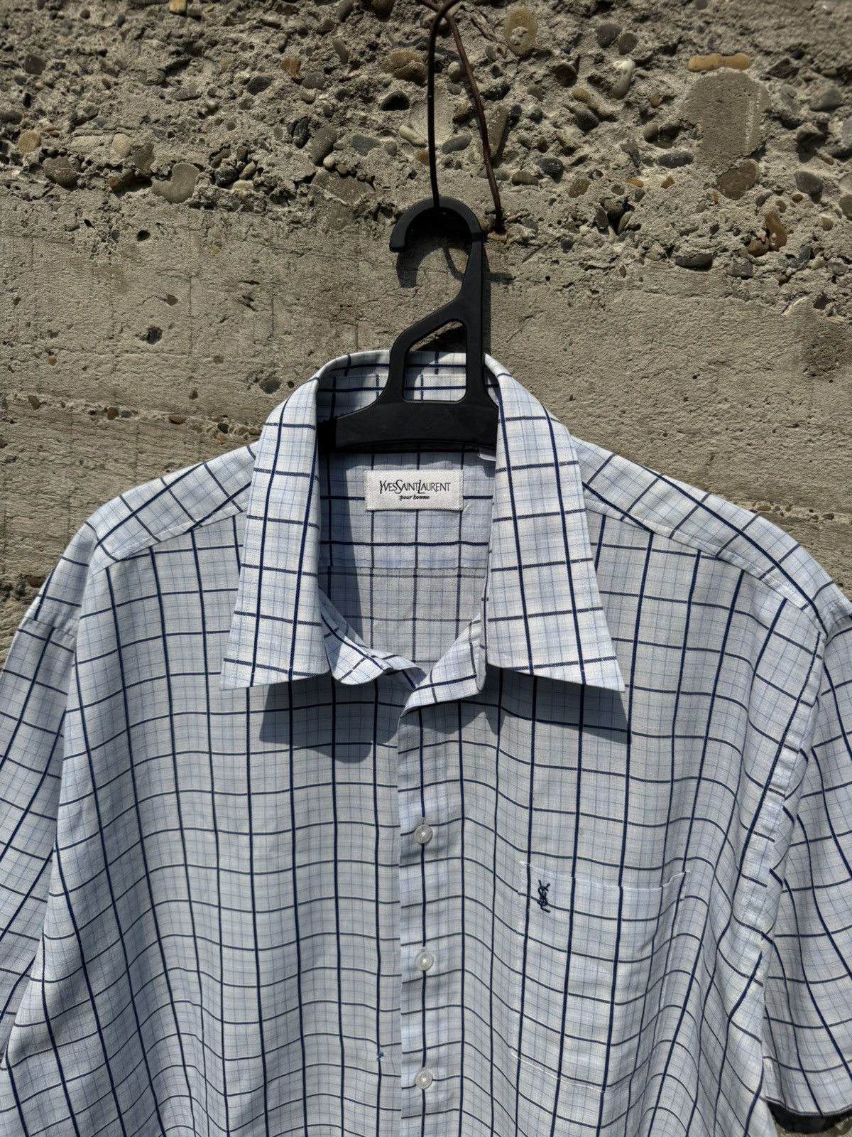 Yves Saint Laurent Vintage YSL Shiprt Sleeve Check Shirt Size US XL / EU 56 / 4 - 3 Thumbnail