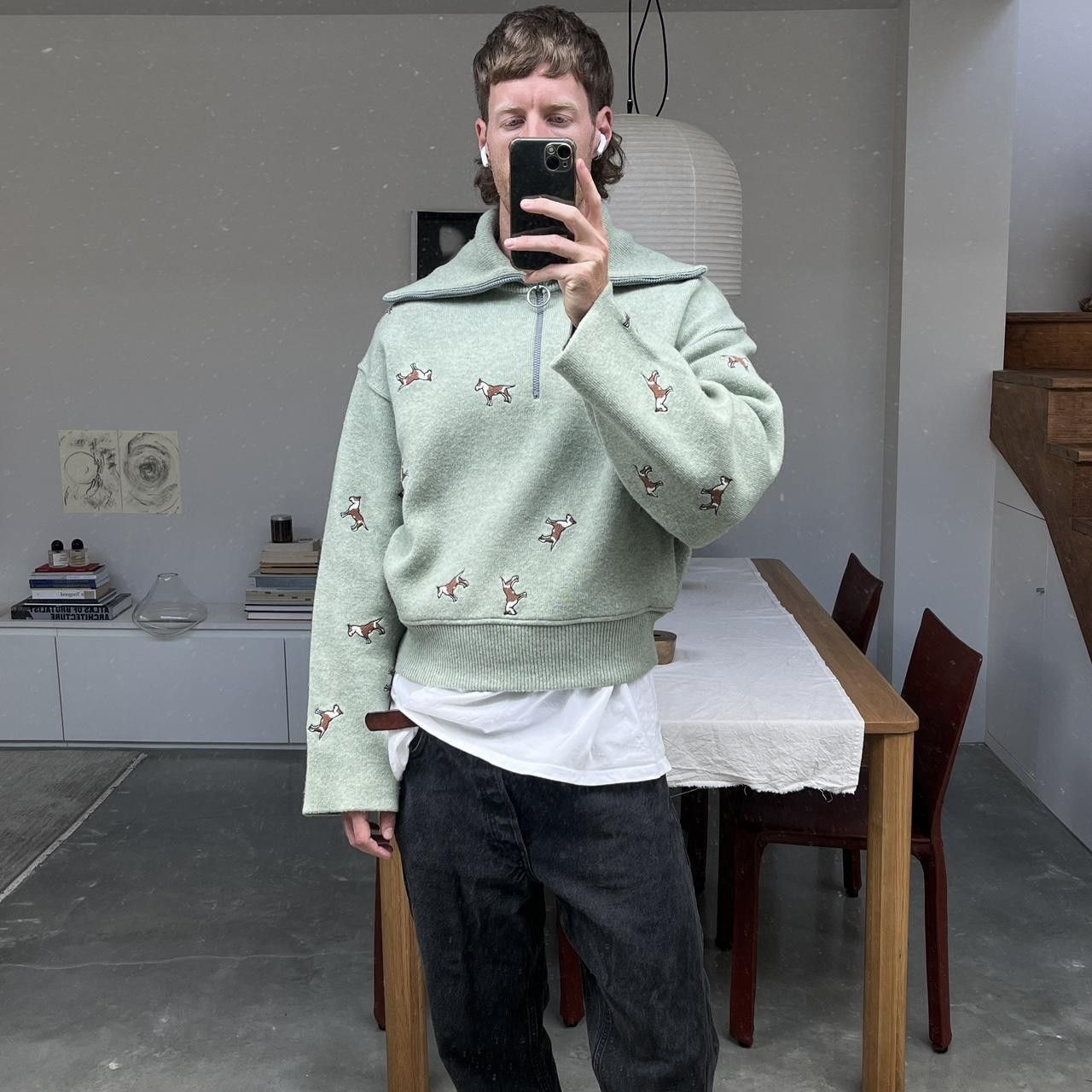 Acne Studios Acne Studios Nicolai AW17 Half-Zip Dog Embroidered Jumper Size US M / EU 48-50 / 2 - 1 Thumbnail