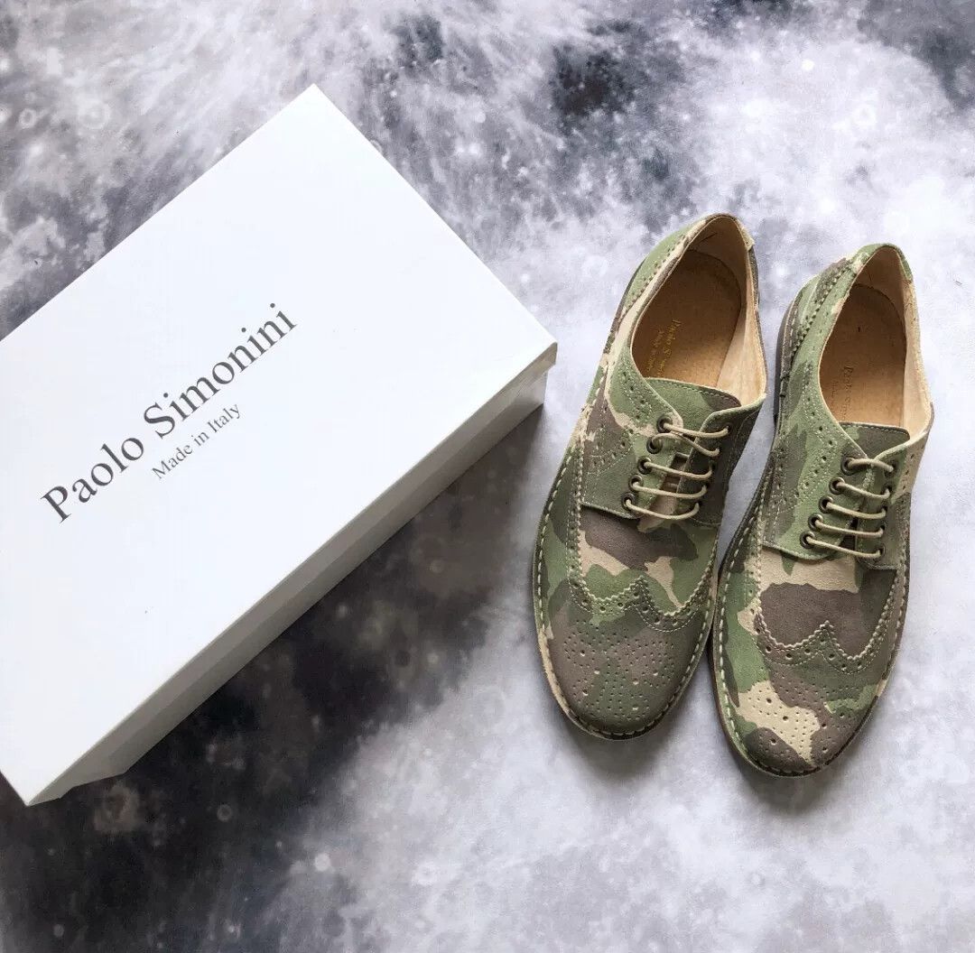 Paolo Gucci Paolo Simonini Camouflage Brogue Men's Shoes Size US 9 / EU 42 - 1 Thumbnail