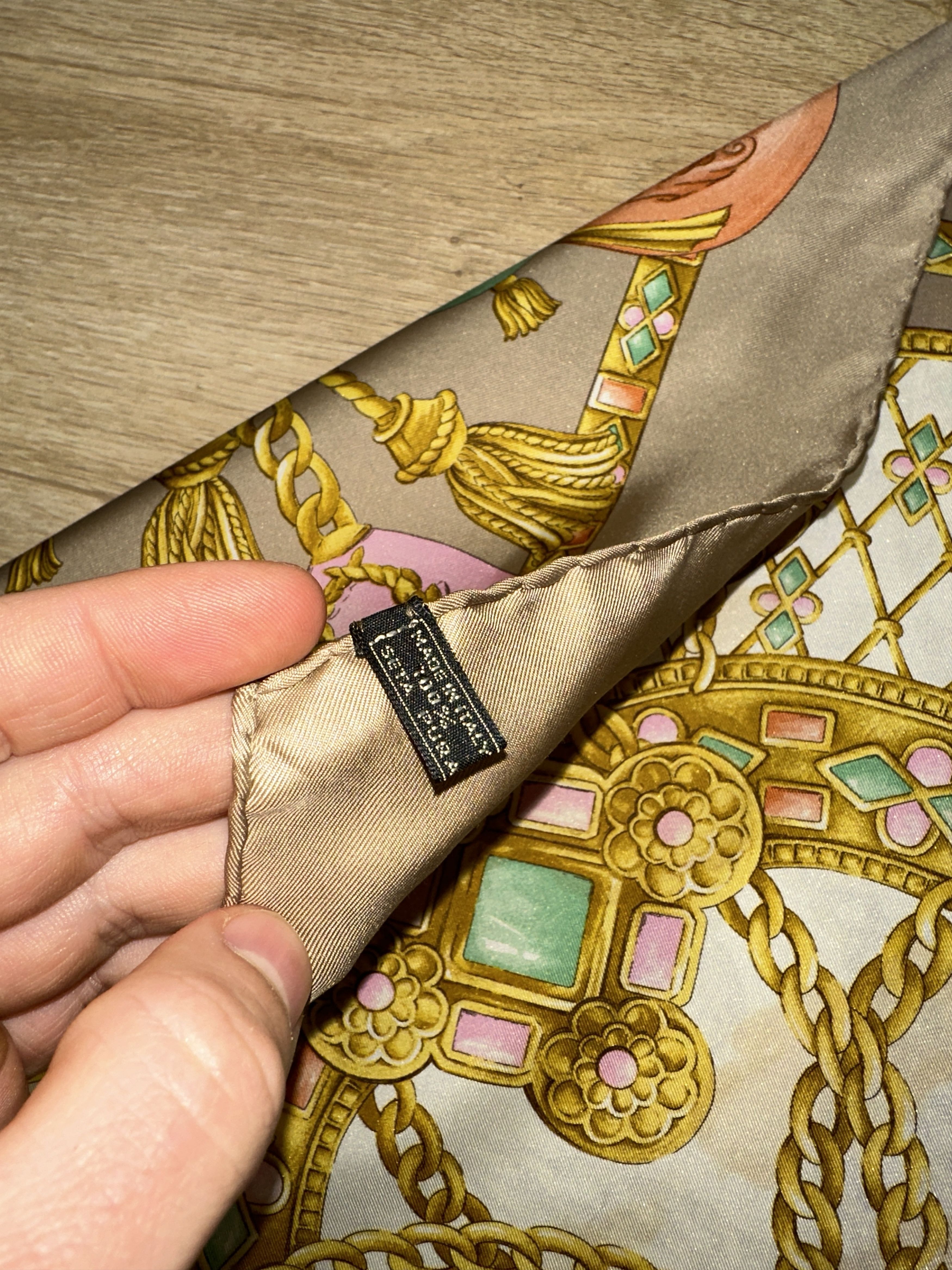 Celine Celine Vintage Silk Scarf Baroque Chain Egg Motif 88cm Rare Size ONE SIZE - 11 Thumbnail
