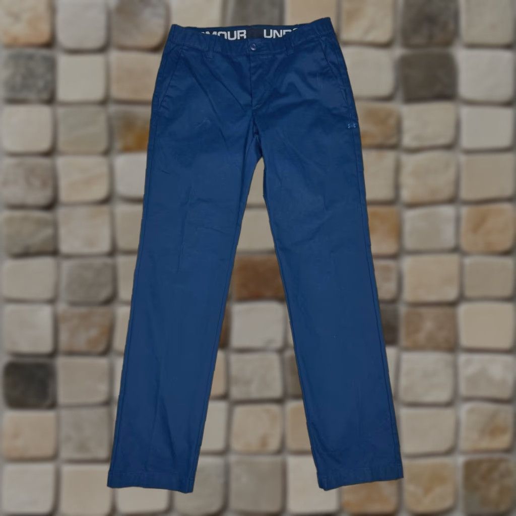 Under Armour Under Armour Chino Pants Mens 34x34 Blue Cotton Mid Rise Stretch Straight Leg Size US 34 / EU 50 - 1 Thumbnail
