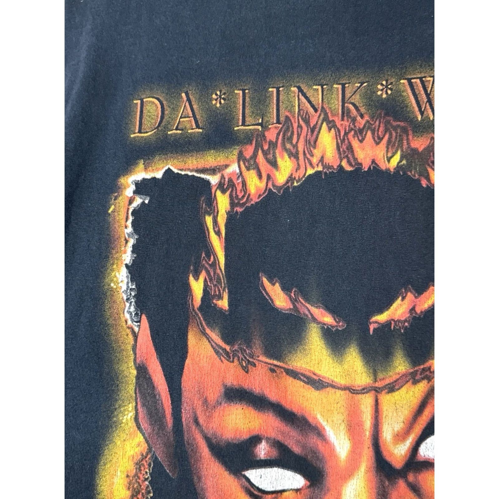Vintage VINTAGE Da Link Went T-Shirt Hip Hop Streetwear Rap Tee XXL Black Faded 90s Mens Size US XXL / EU 58 / 5 - 2 Thumbnail