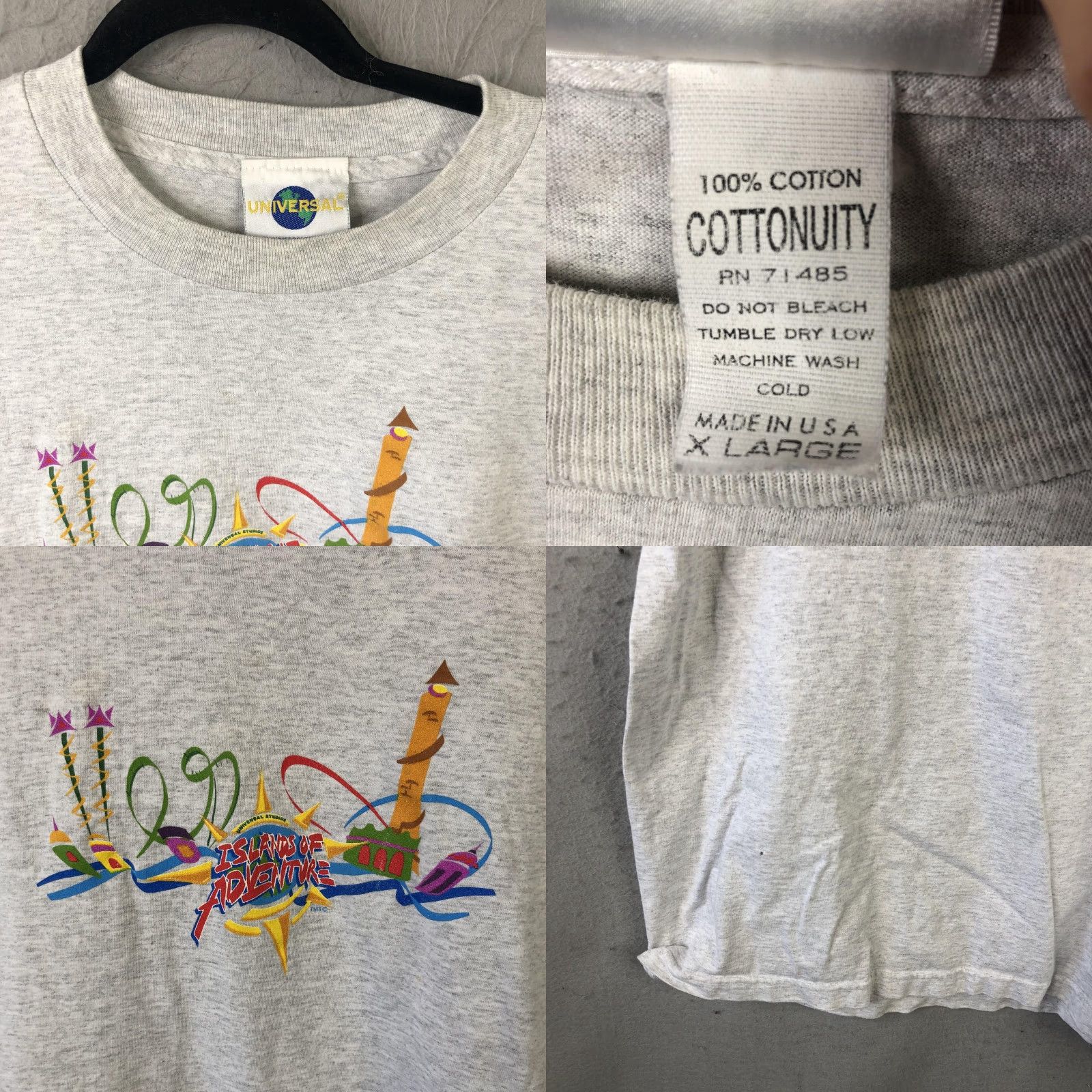 Vintage VINTAGE Universal Studios Shirt Mens XL Gray Islands Of Adventure Tee Crew Neck Short Sleeve Graphic Print Logo 100% Cotton USA (Made in USA) Size US XL / EU 56 / 4 - 8 Thumbnail