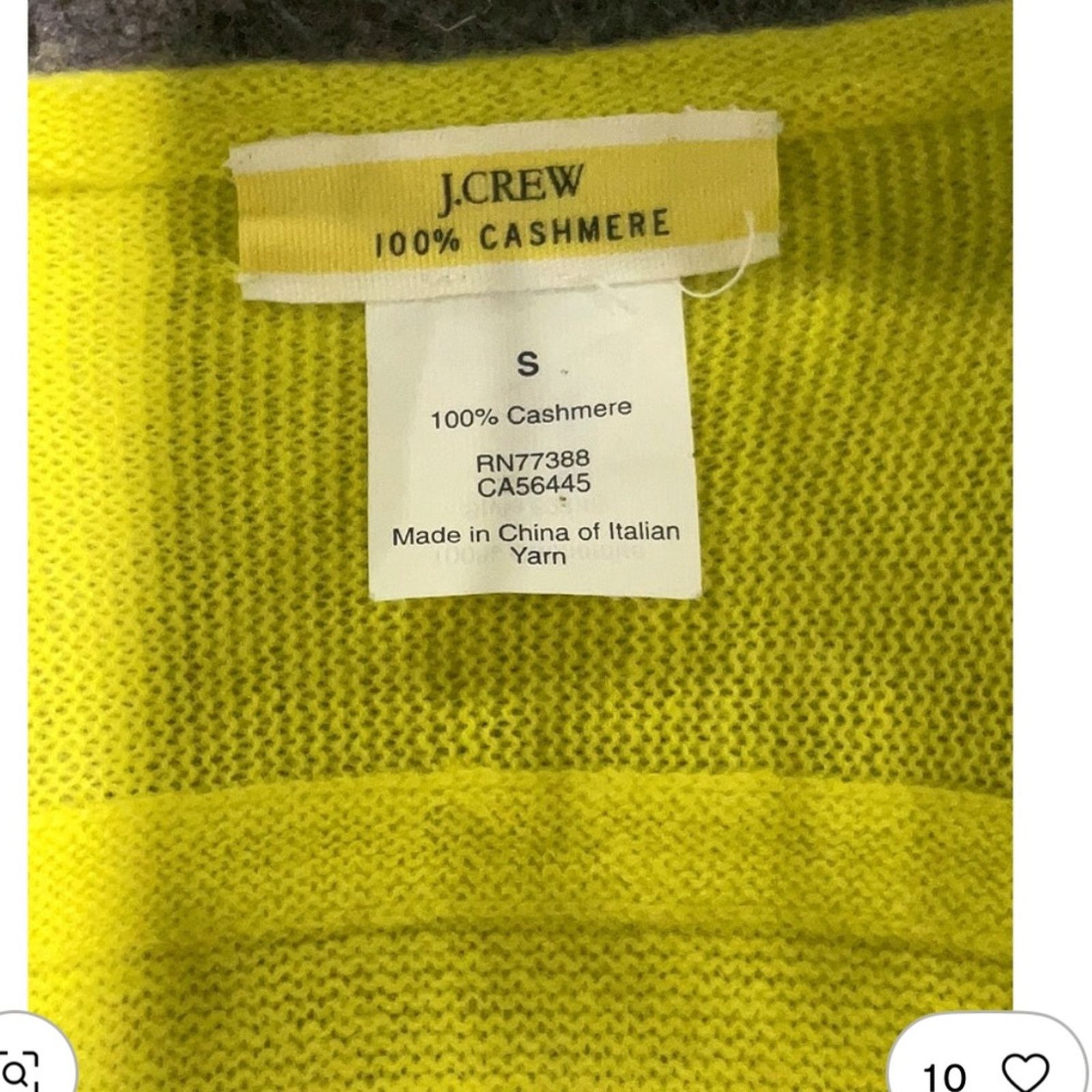 J.Crew J. Crew Cashmere Chartreuse Crew Neck Sweater Size S / US 4 / IT 40 - 2 Thumbnail